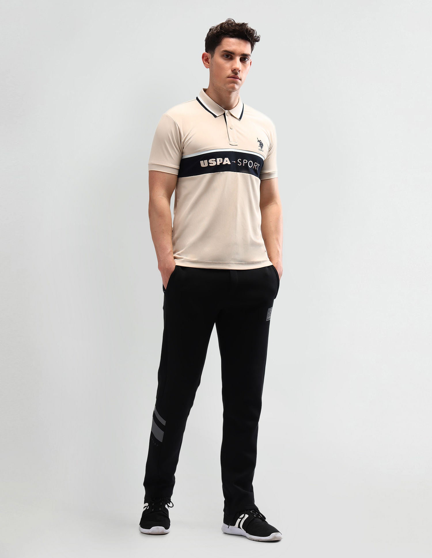 Slim Fit Striped Polo Shirt Beige - U.S. Polo Assn. India | Large