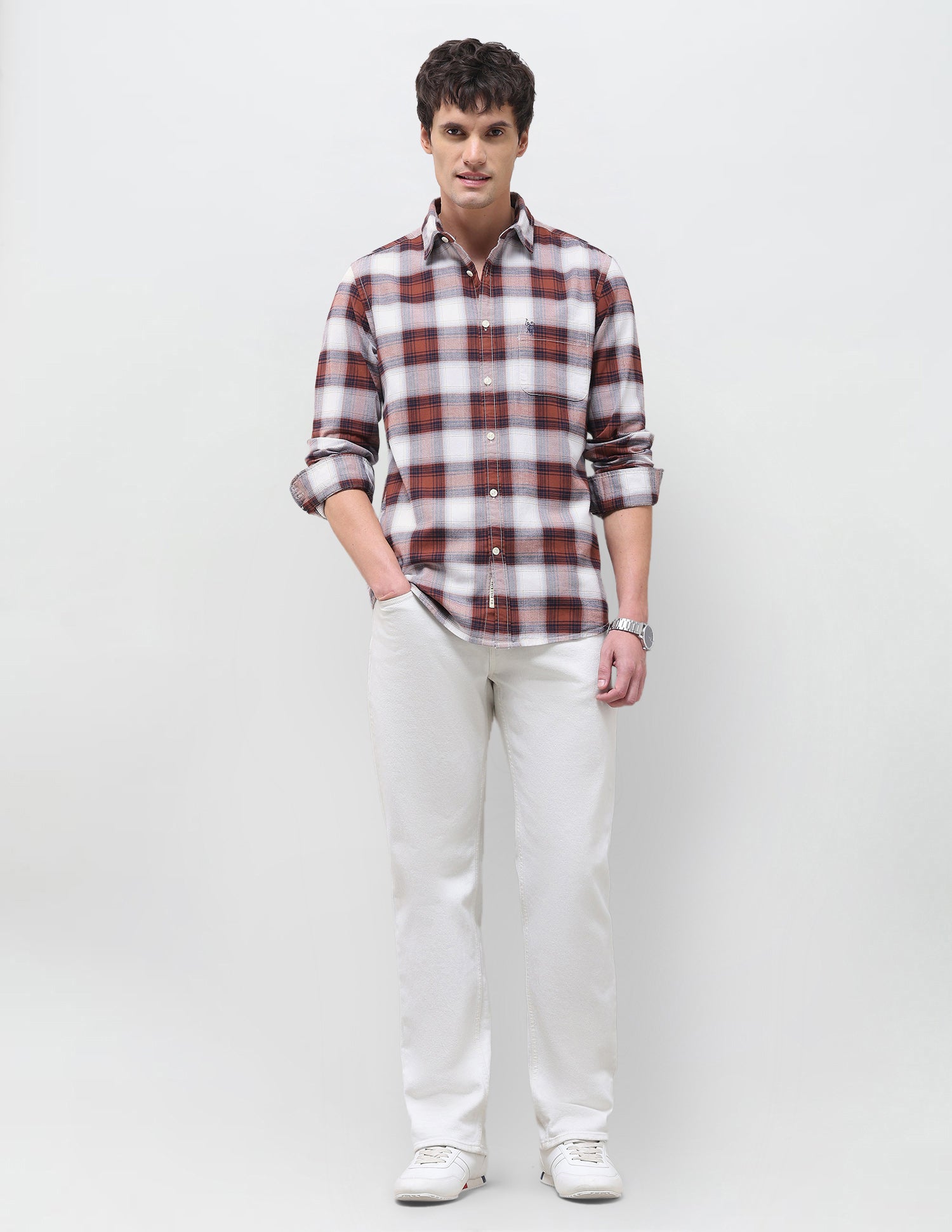 Twill Plaid Checked Shirt Rust - U.S. Polo Assn. India | Large