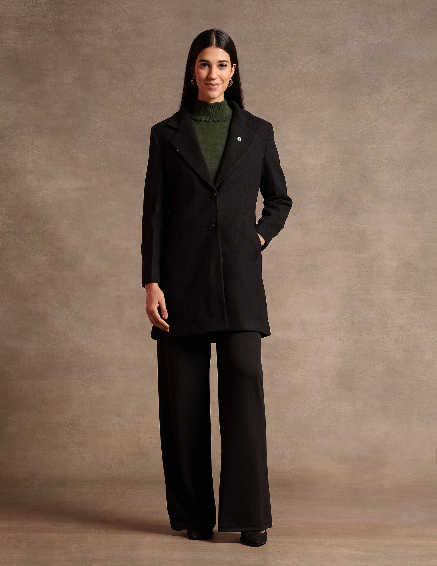 Longline Solid Felt Jacket Black - U.S. POLO ASSN. | Large