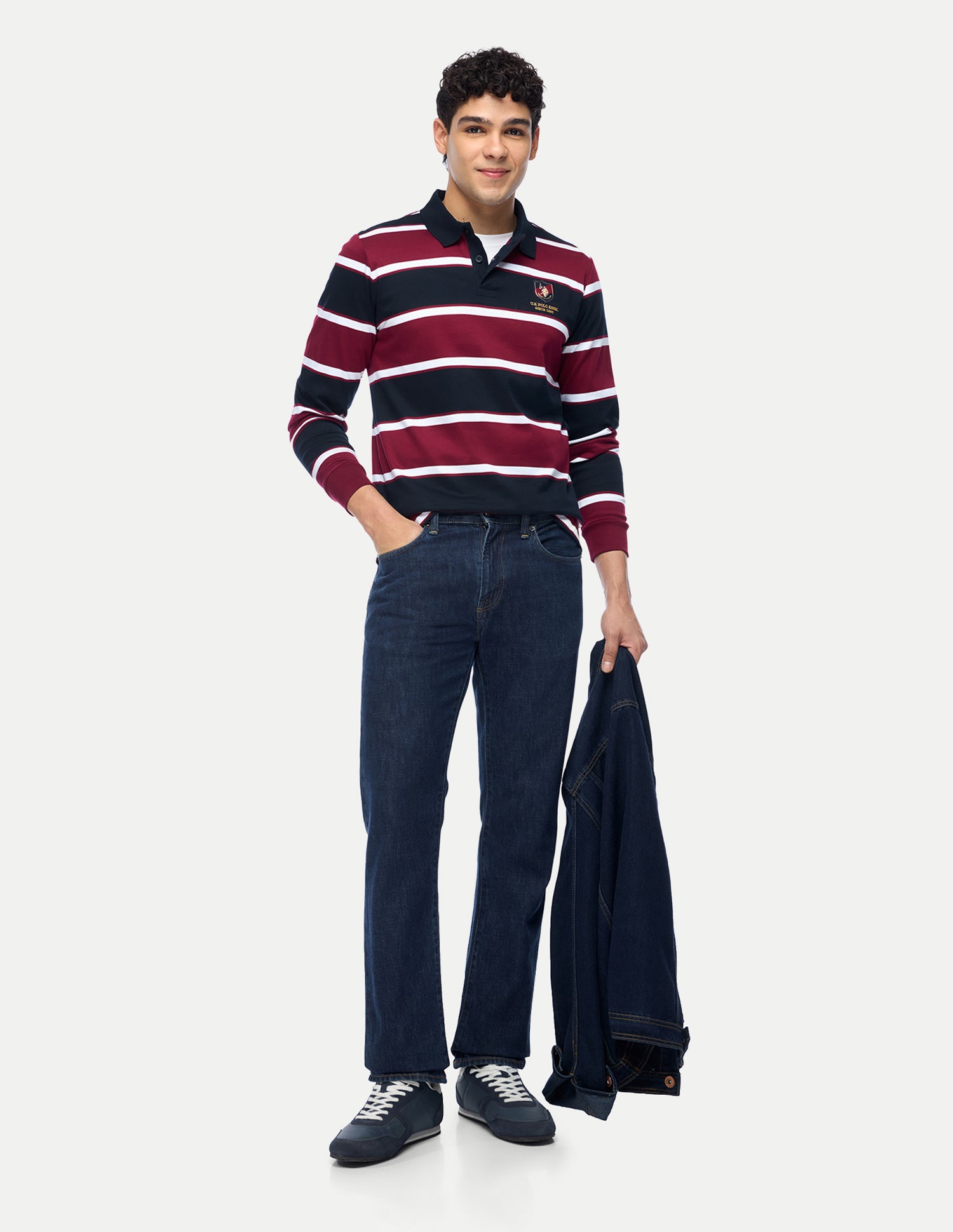 Horizontal Striped Slim Fit Polo Shirt Red - U.S. Polo Assn. India | Large