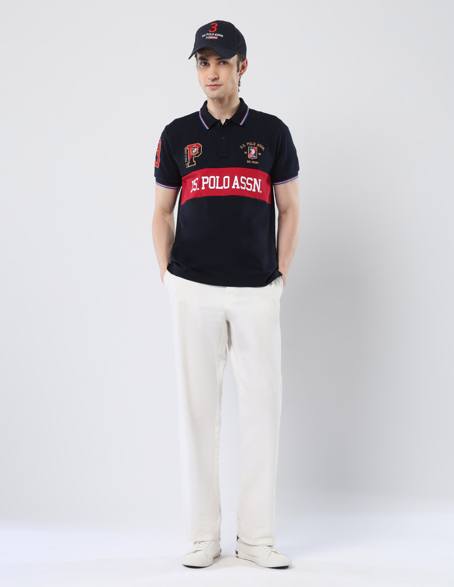 Brand Printed 135 Anniversary Polo Shirt Navy - U.S. Polo Assn. India | Large