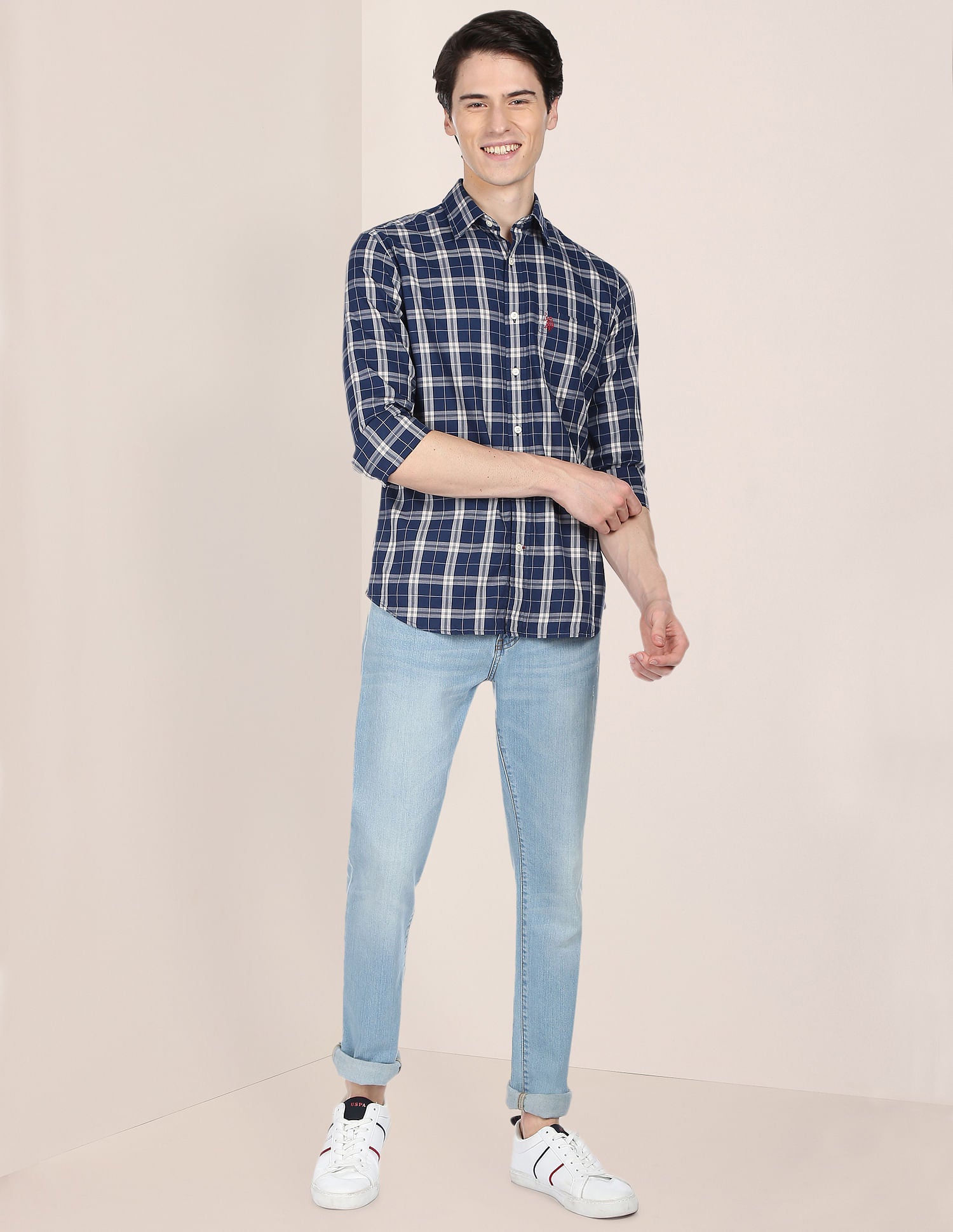 Tartan Check Twill Casual Shirt Navy - U.S. Polo Assn. India | Large