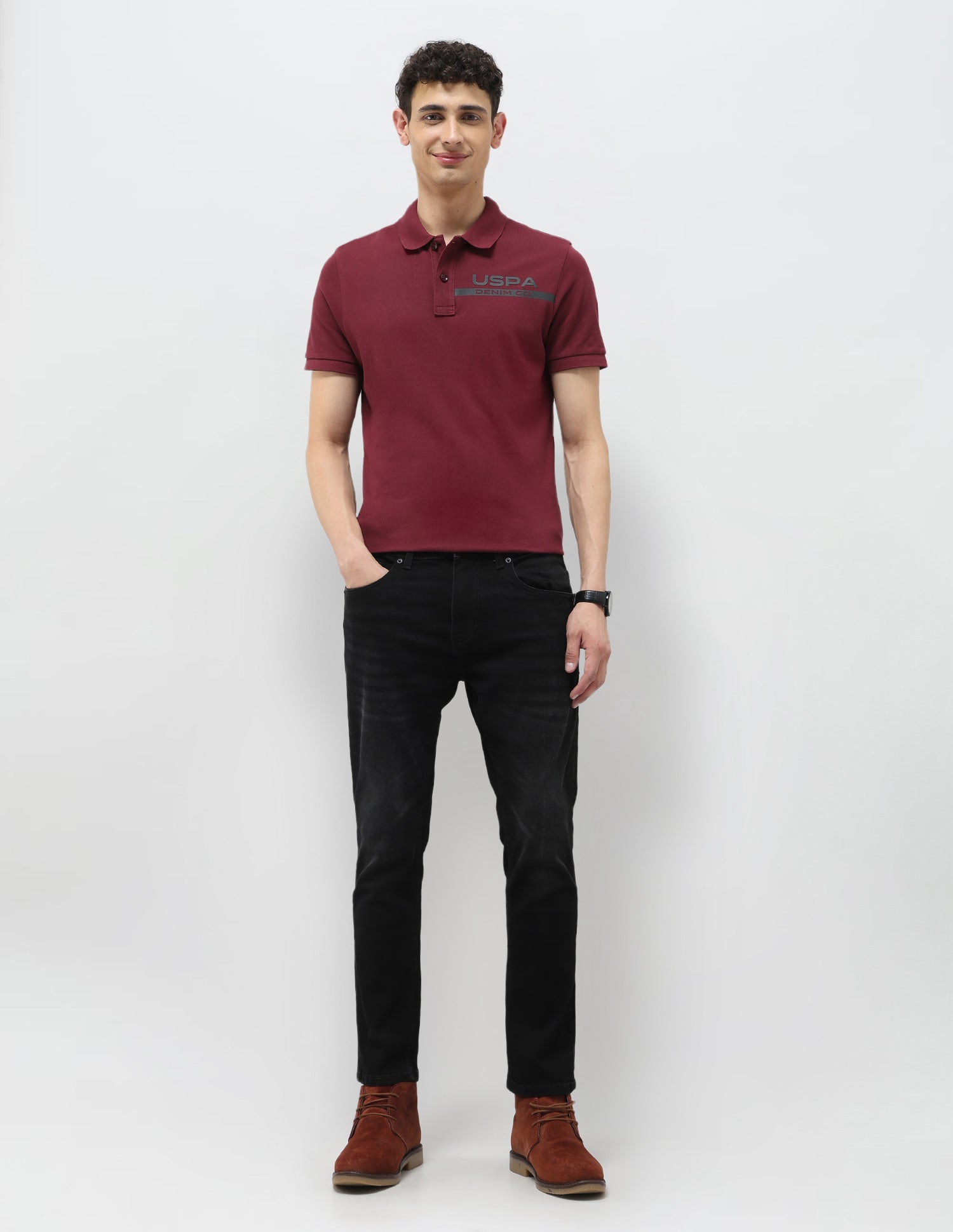 Henry Tapered Fit Black Jeans Black - U.S. Polo Assn. India | Large