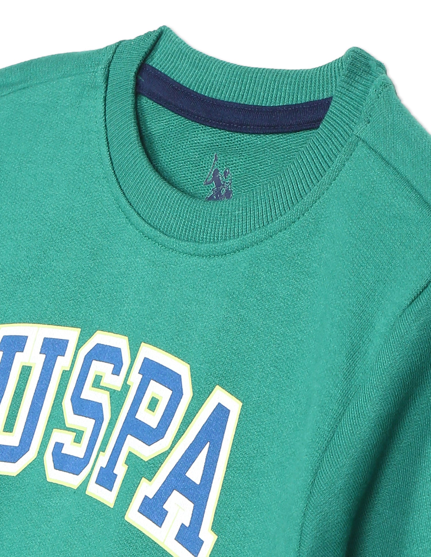 Crew Neck Brand Print Sweatshirt Teal - U.S. POLO ASSN. | Large