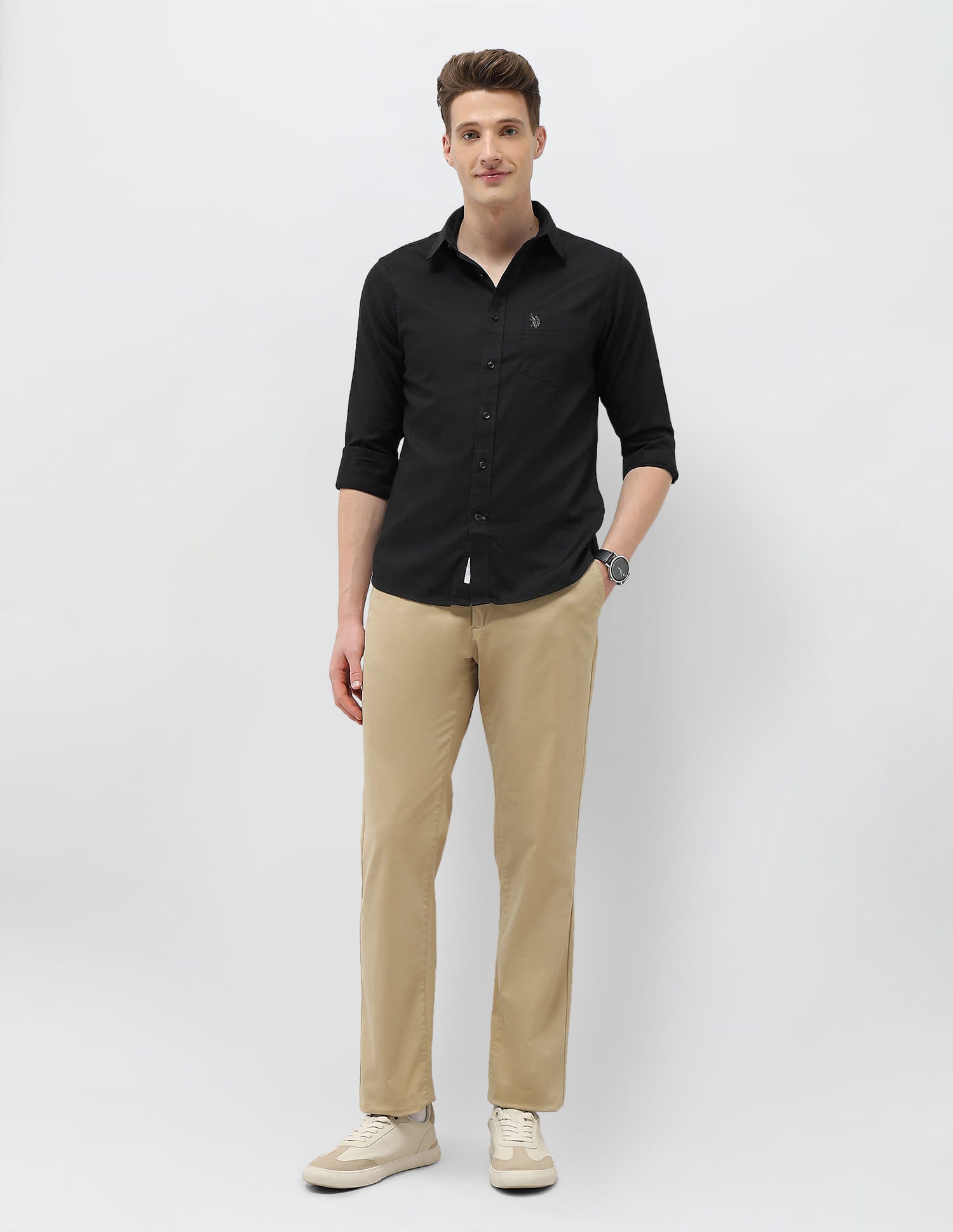 New Port Marina Dobby Shirt Black - U.S. Polo Assn. India | Large