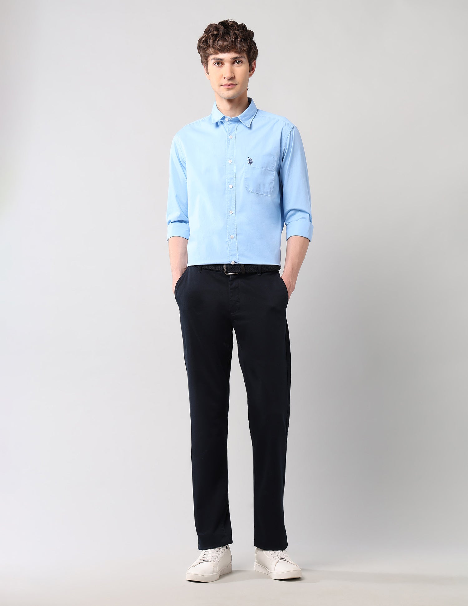 Pure Cotton Regular Fit Shirt Blue - U.S. Polo Assn. India | Large