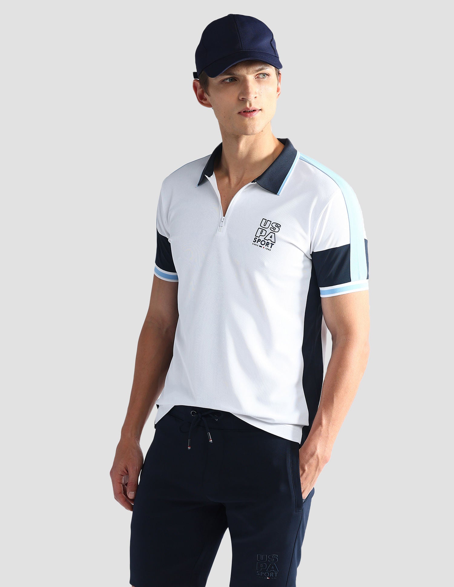 Colour Block Slim Polo Shirt White - U.S. Polo Assn. India | Large