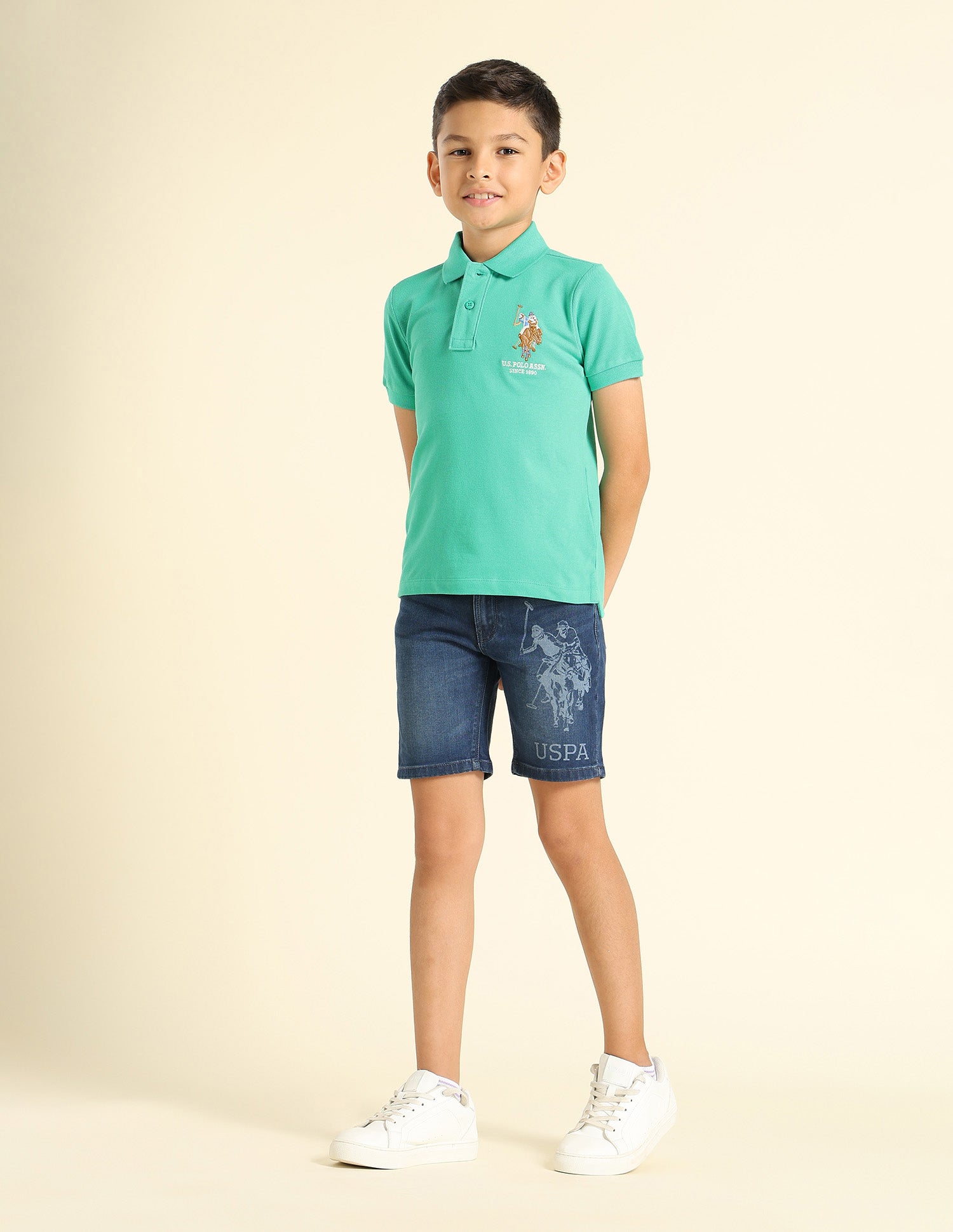 Boys Regular Fit Pure Cotton Polo Shirt Green - U.S. POLO ASSN. | Large