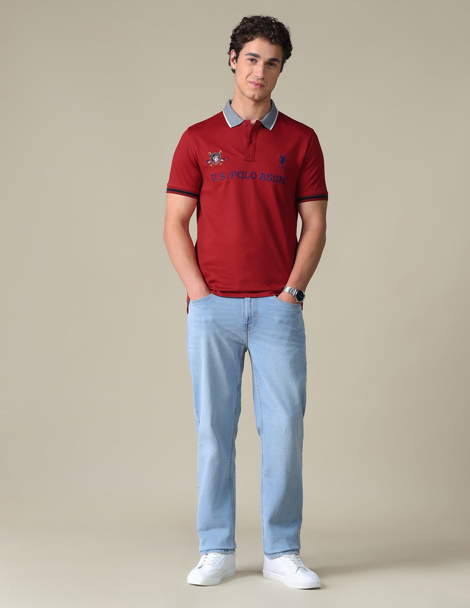 Brand Embroidered Regular Fit Polo Shirt Red - U.S. Polo Assn. India | Large