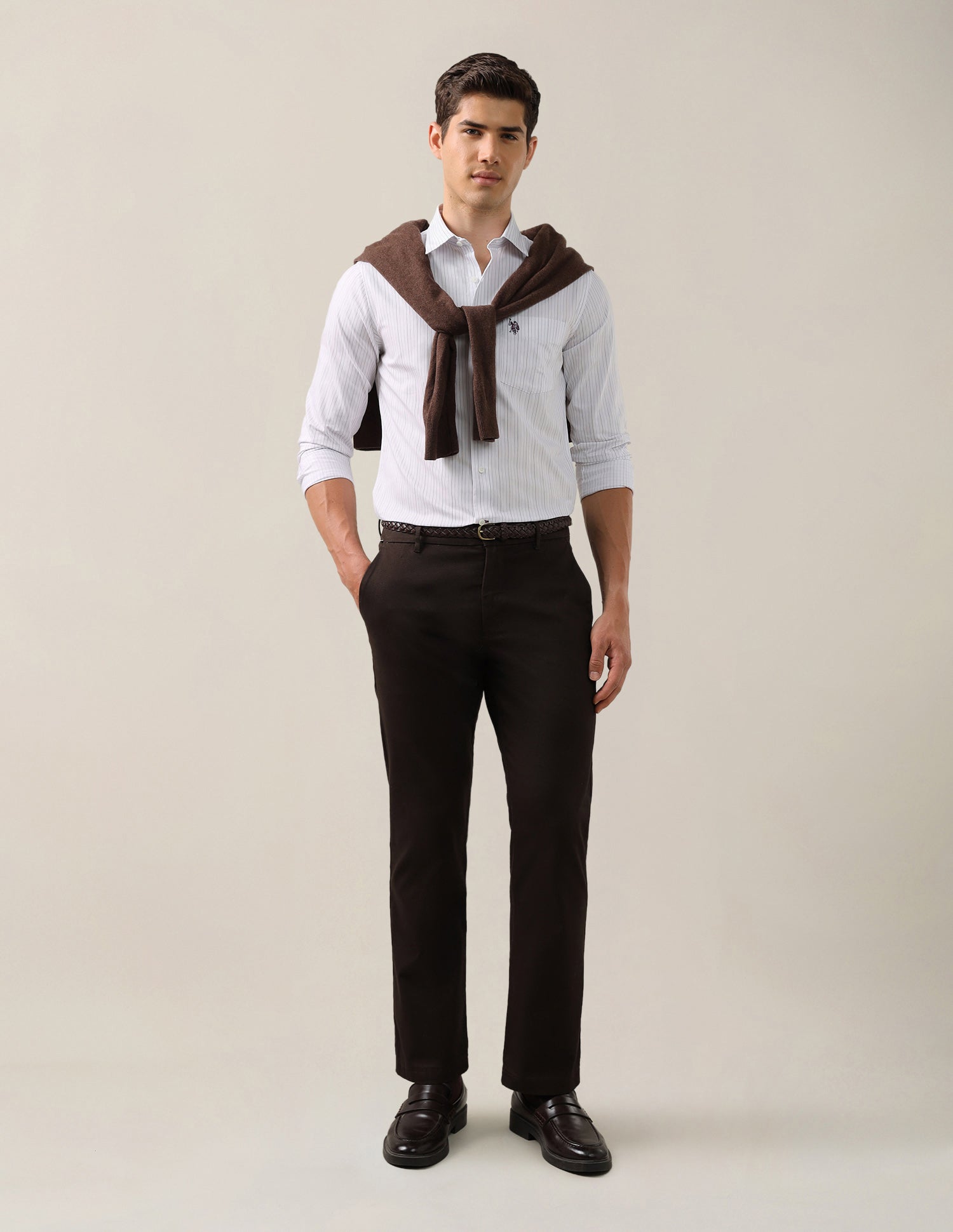 Vertical Striped Tailored Fit Shirt White - U.S. Polo Assn. India | Large