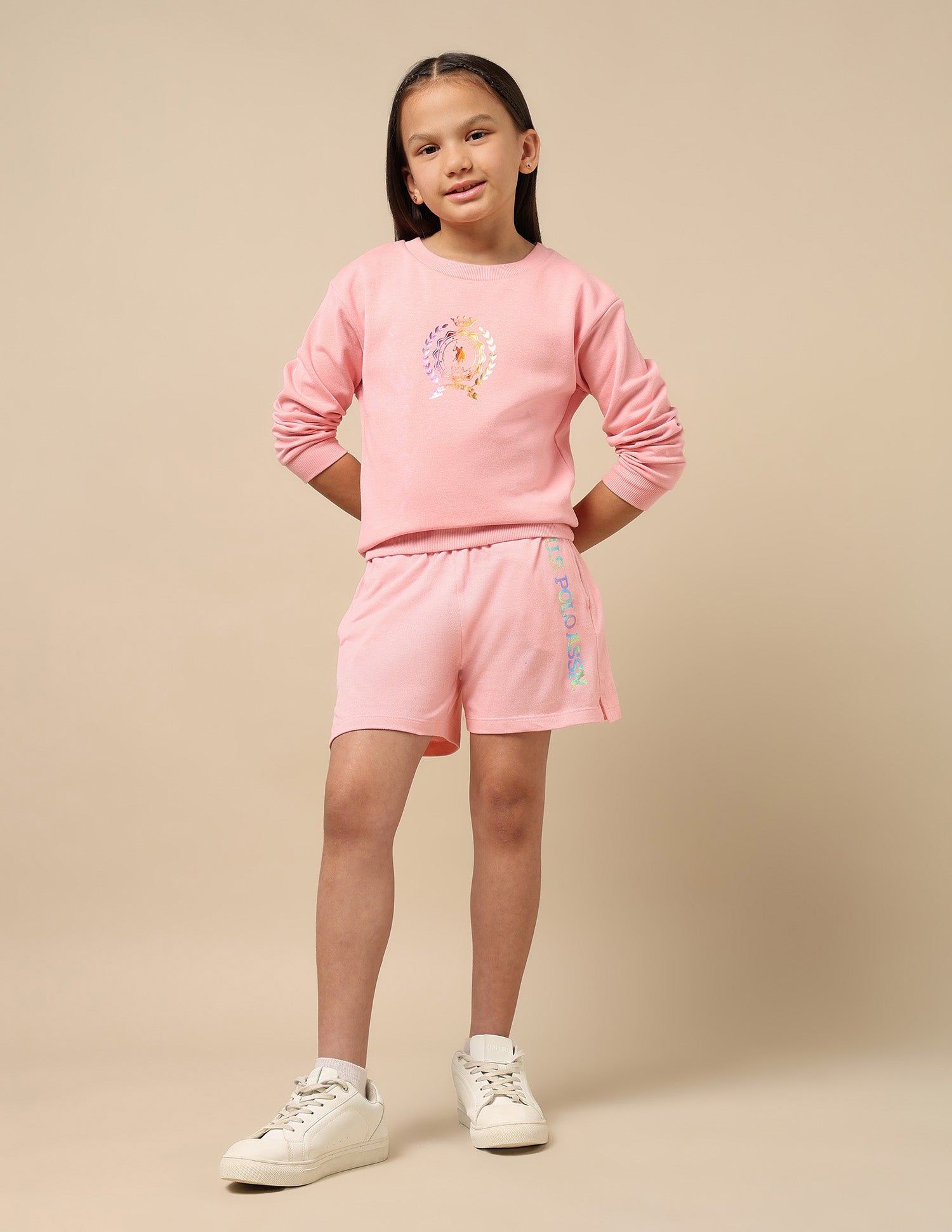 Girls Graphic Print Sweatshirt Light Pink - U.S. POLO ASSN. | Large