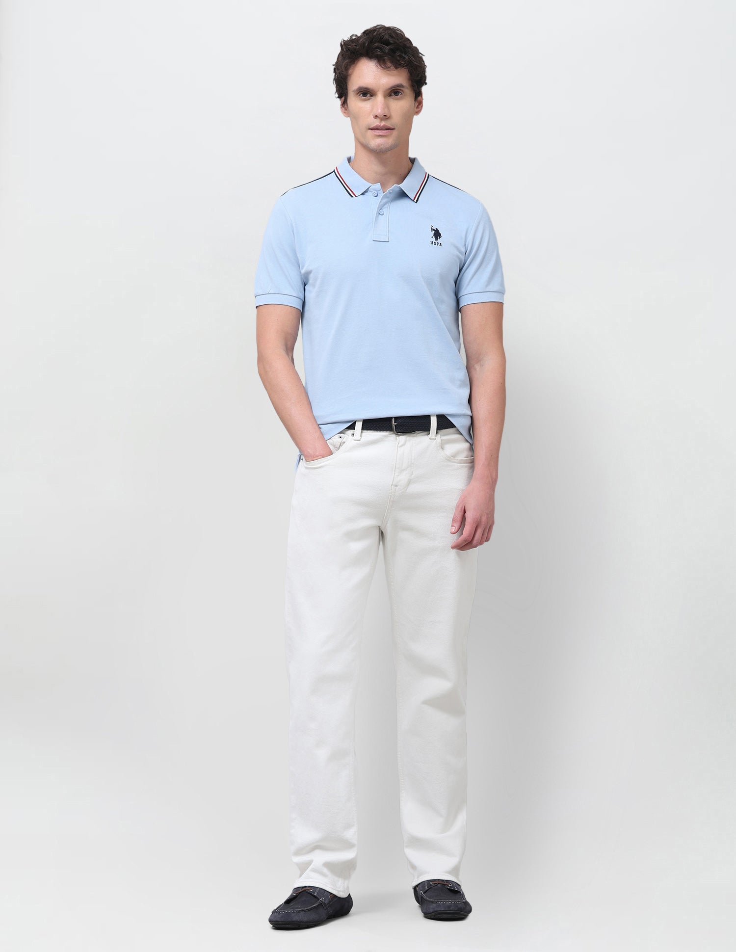 Solid Regular Fit Polo Shirt Light Blue - U.S. Polo Assn. India | Large