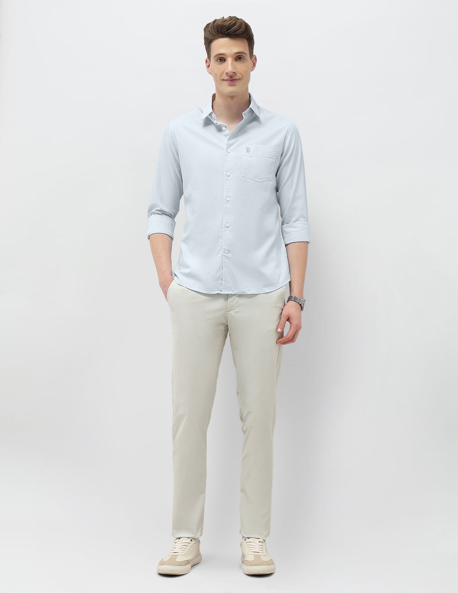 Casa De Campo Regular Fit Shirt Light Blue - U.S. Polo Assn. India | Large