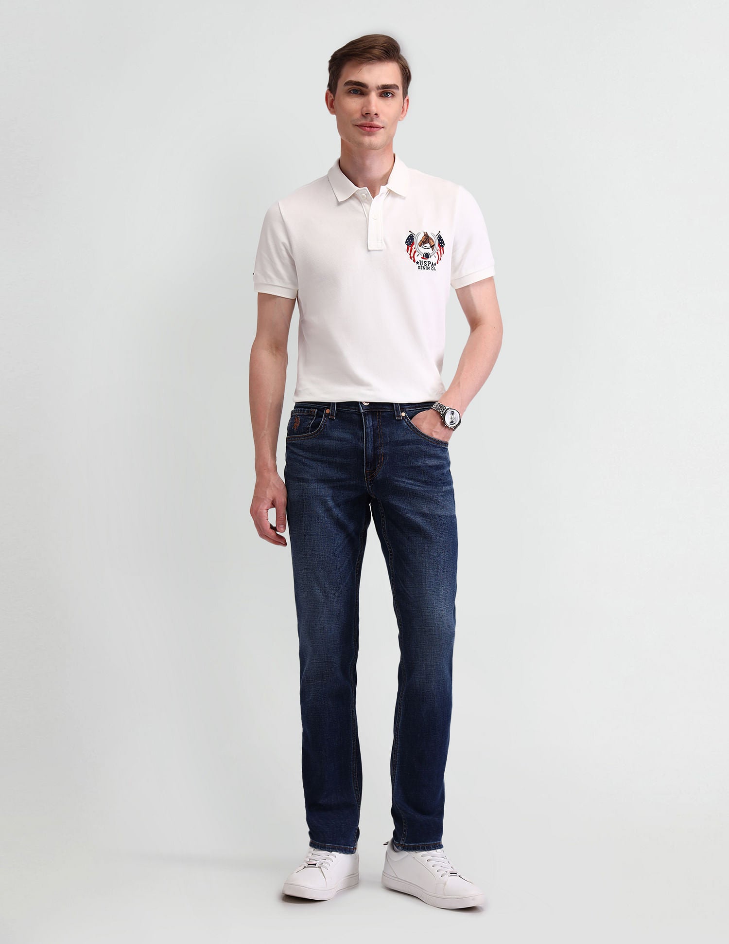 Brandon Slim Tapered Blue Jeans Blue - U.S. Polo Assn. India | Large