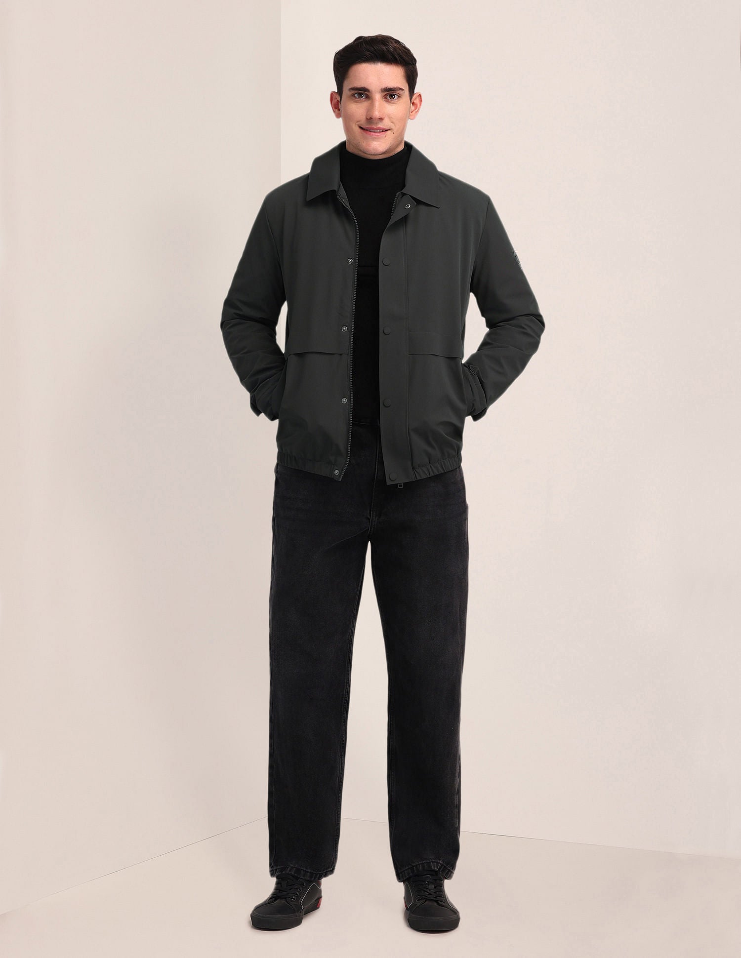Spread Collar Solid Jacket Dark Grey - U.S. Polo Assn. India | Large