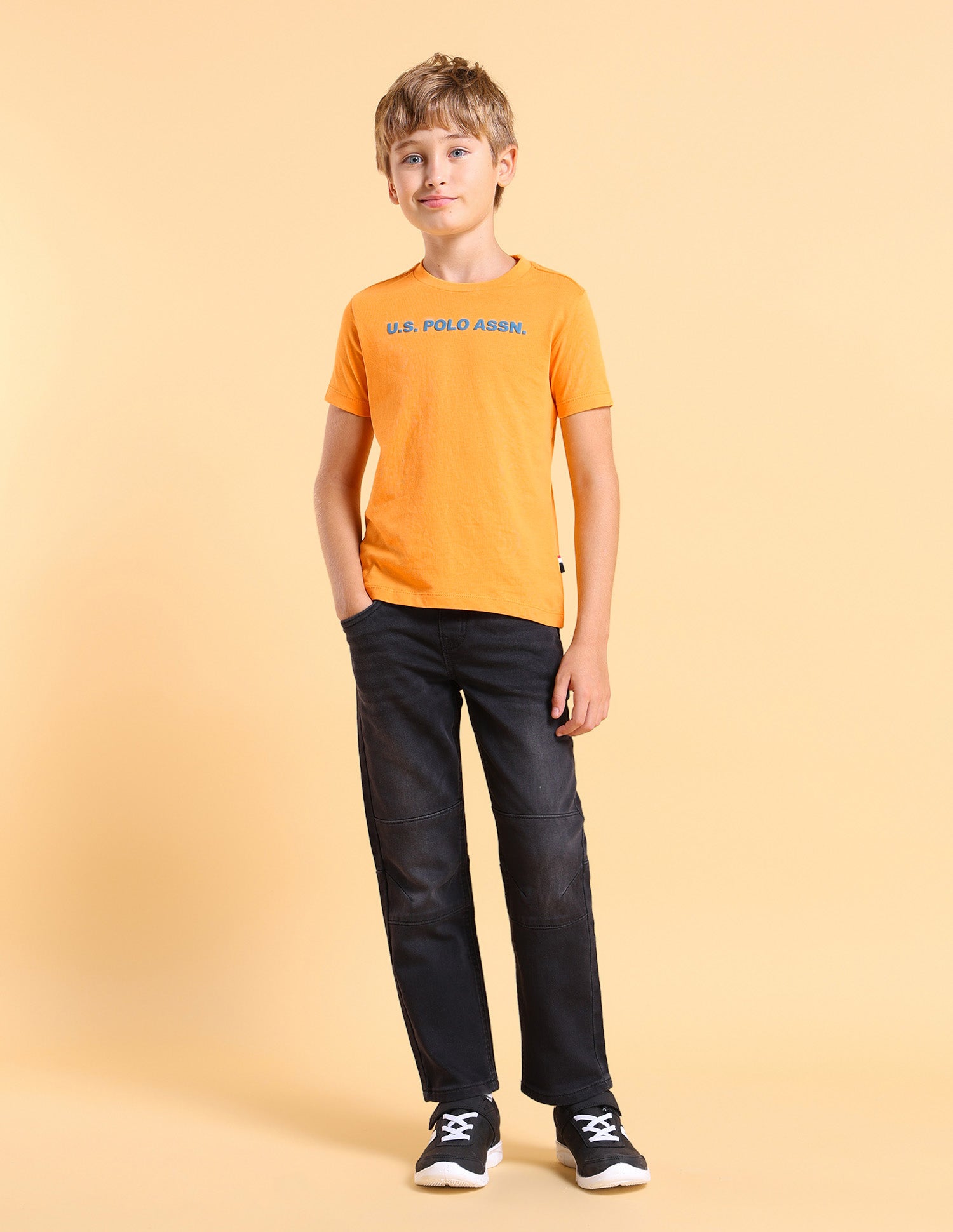 Boys Graphic Printed Regular Fit T-Shirt Orange - U.S. POLO ASSN. | Large
