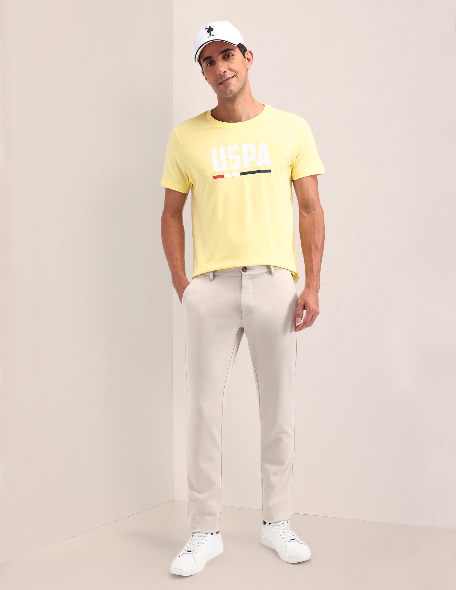 Brand Printed Cotton T-Shirt Yellow - U.S. Polo Assn. India | Large