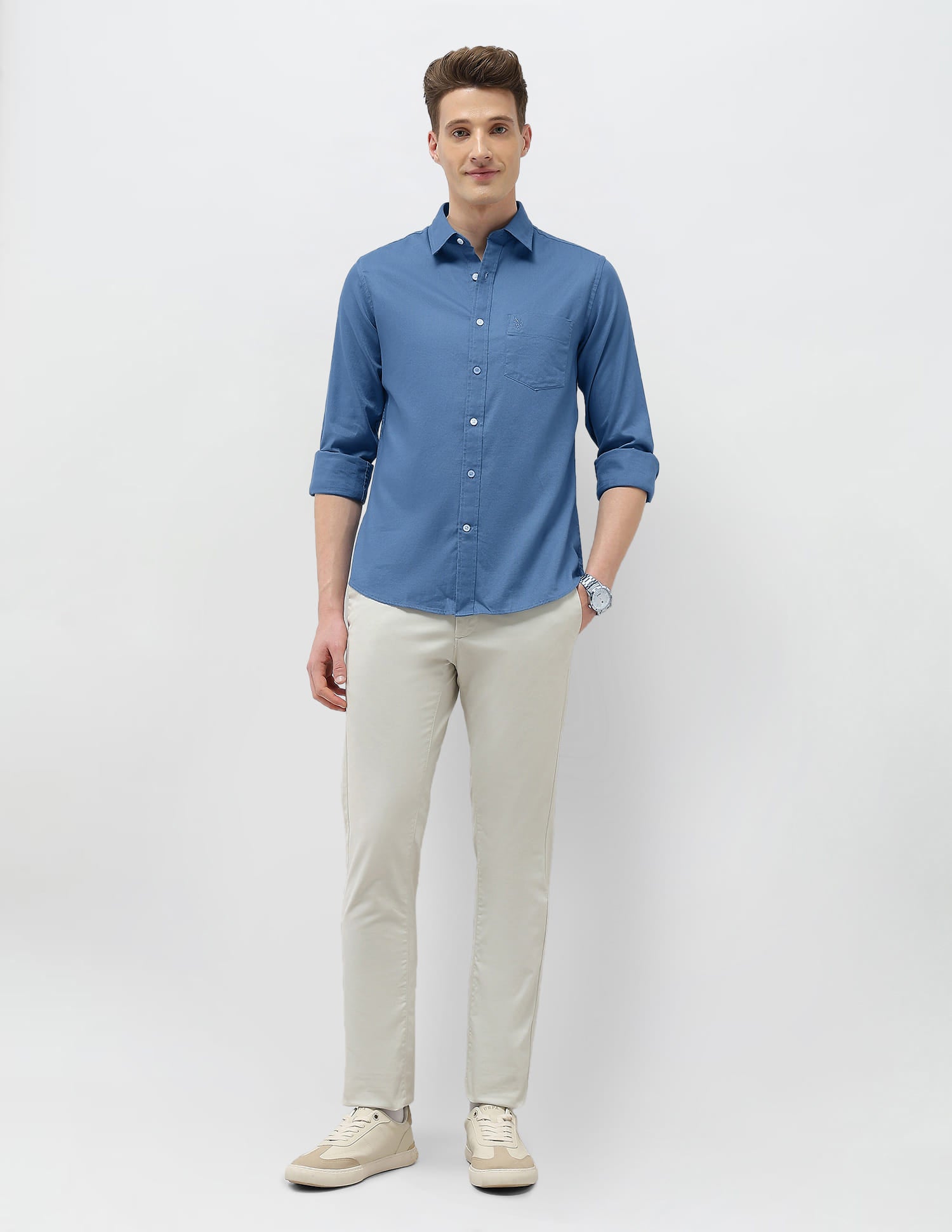 New Port Marina Dobby Shirt Teal - U.S. Polo Assn. India | Large