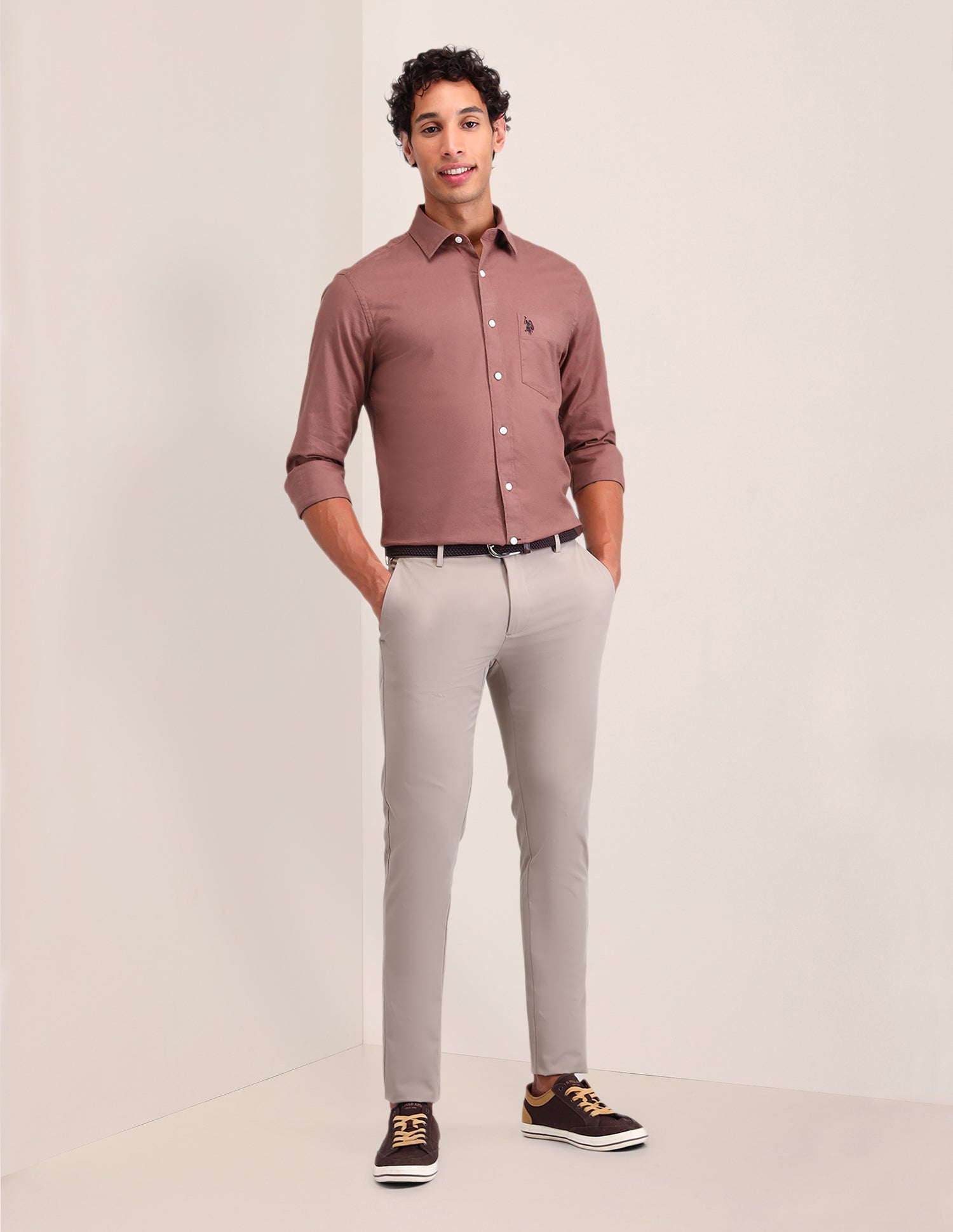 Solid Tailored Fit Shirt Pink - U.S. POLO ASSN. | Large