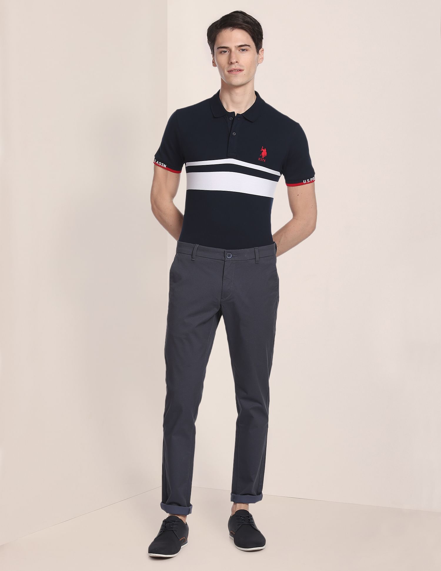 Engineered Stripe Stretch Polo Shirt Navy - U.S. POLO ASSN. | Large