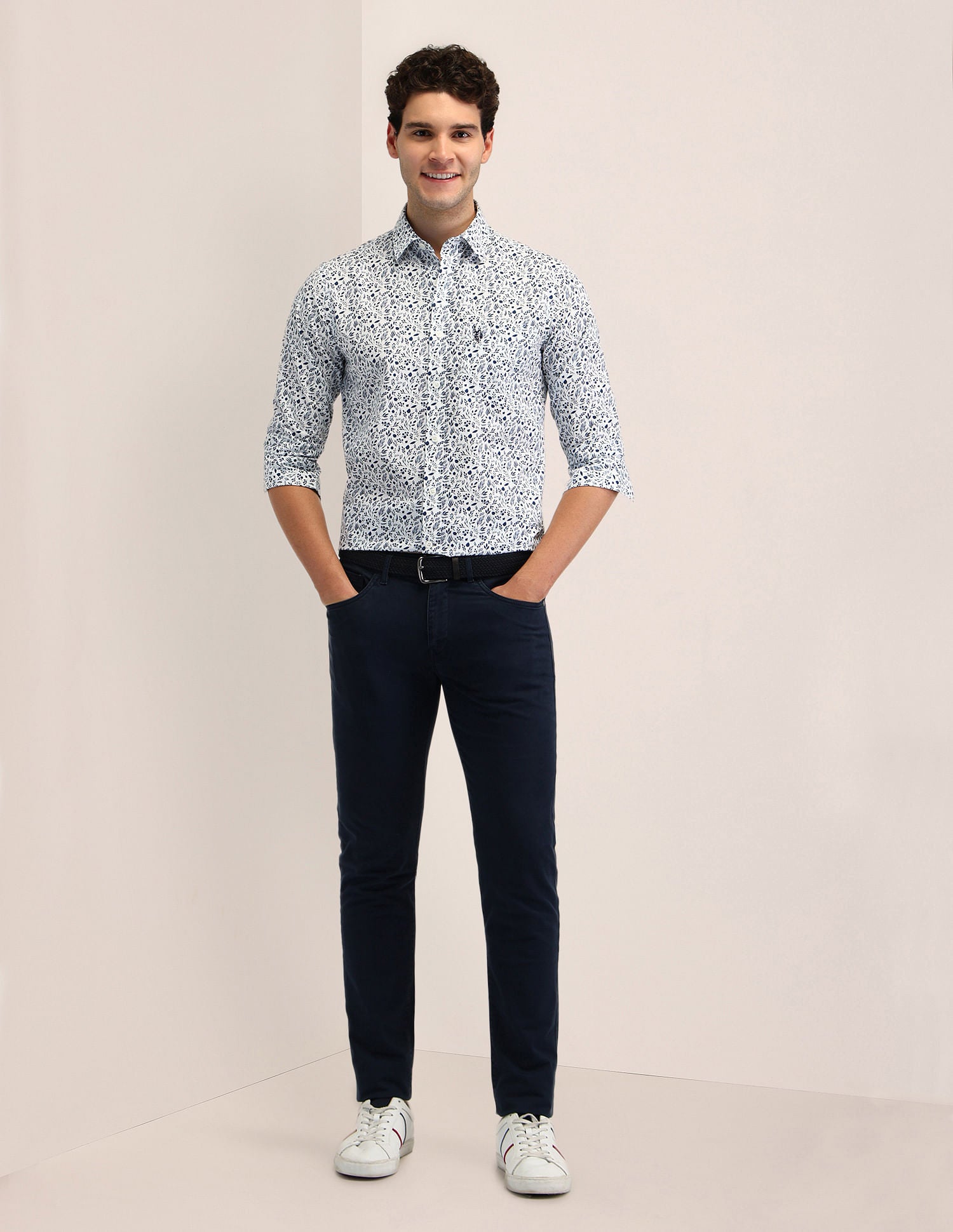 Tailored Fit Poplin Shirt Navy - U.S. Polo Assn. India | Large