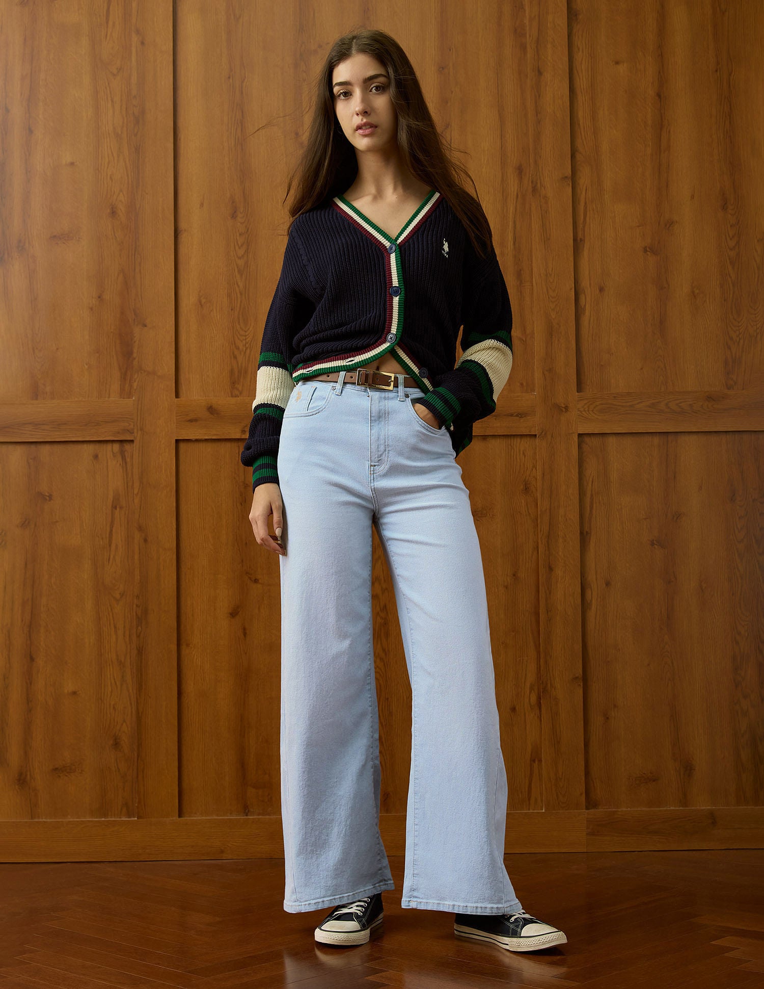 High Rise Baggy Fit Jeans Dark Blue - U.S. POLO ASSN. | Large