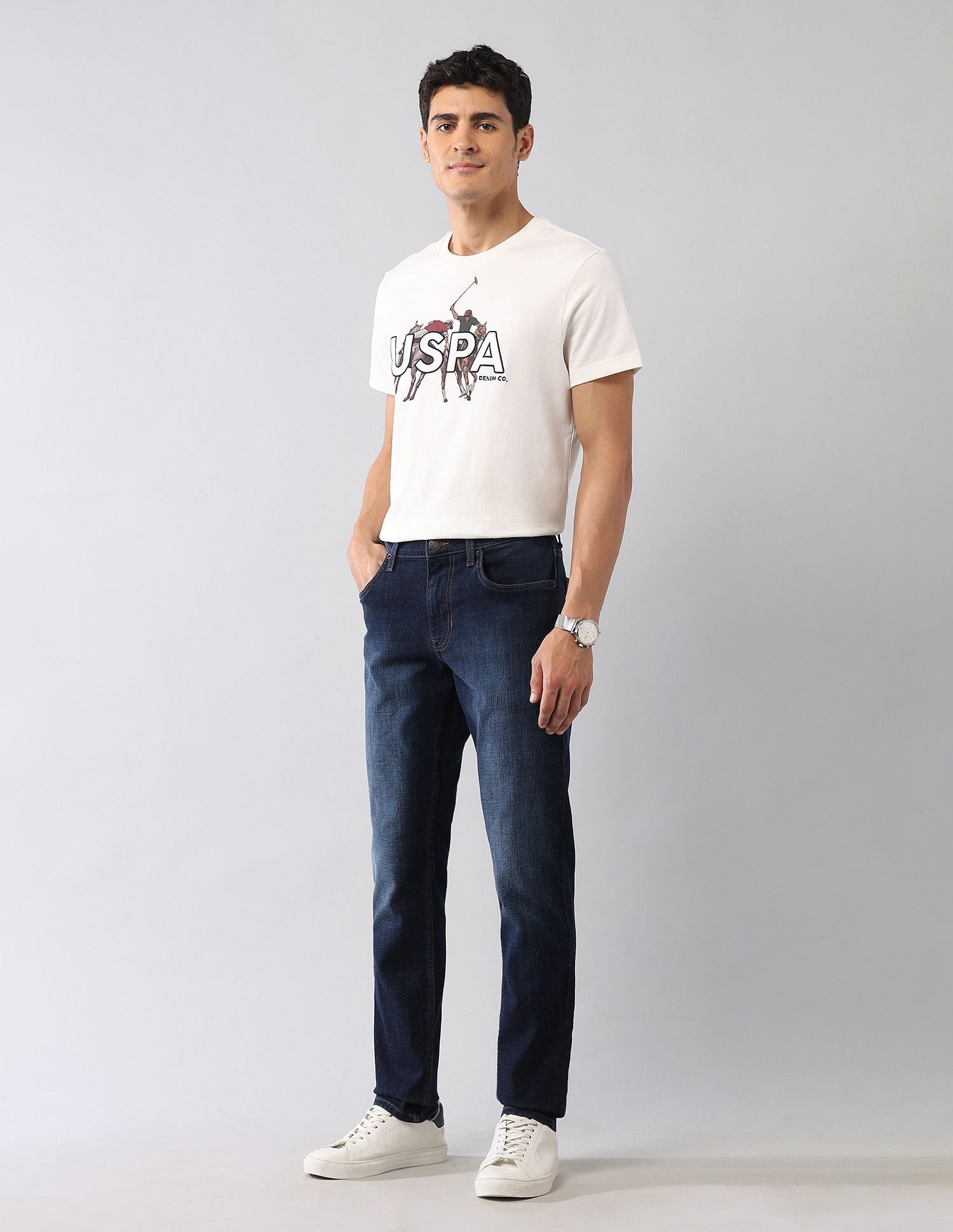 Brandon Slim Tapered Fit Blue Jeans Blue - U.S. POLO ASSN. | Large