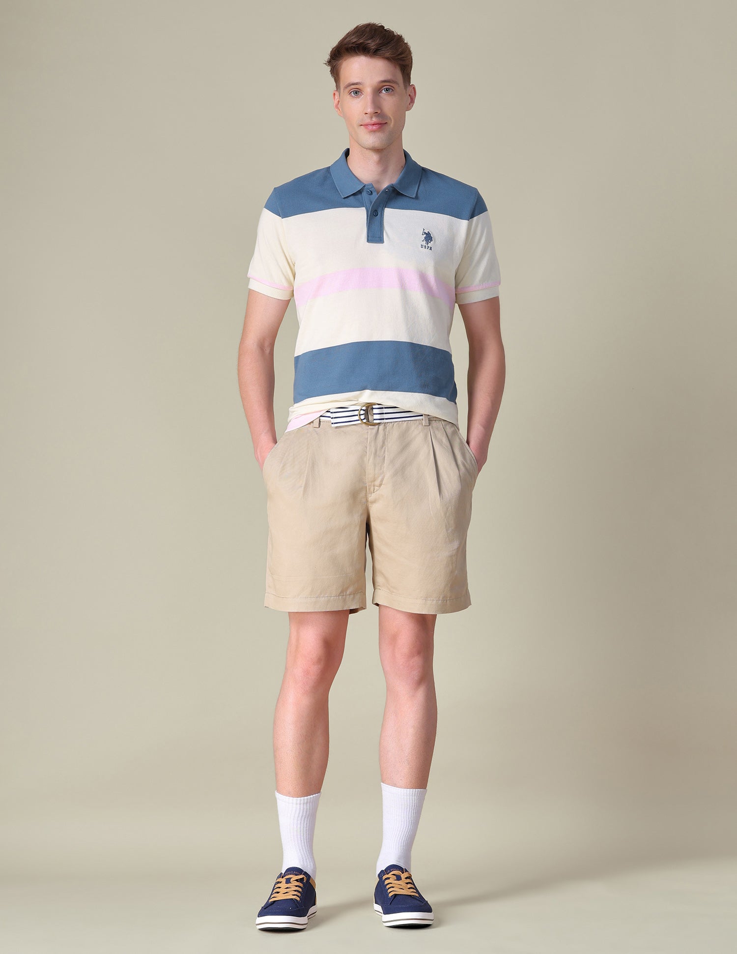 Colorblocked Boxy Fit Polo Shirt Blue - U.S. POLO ASSN. | Large