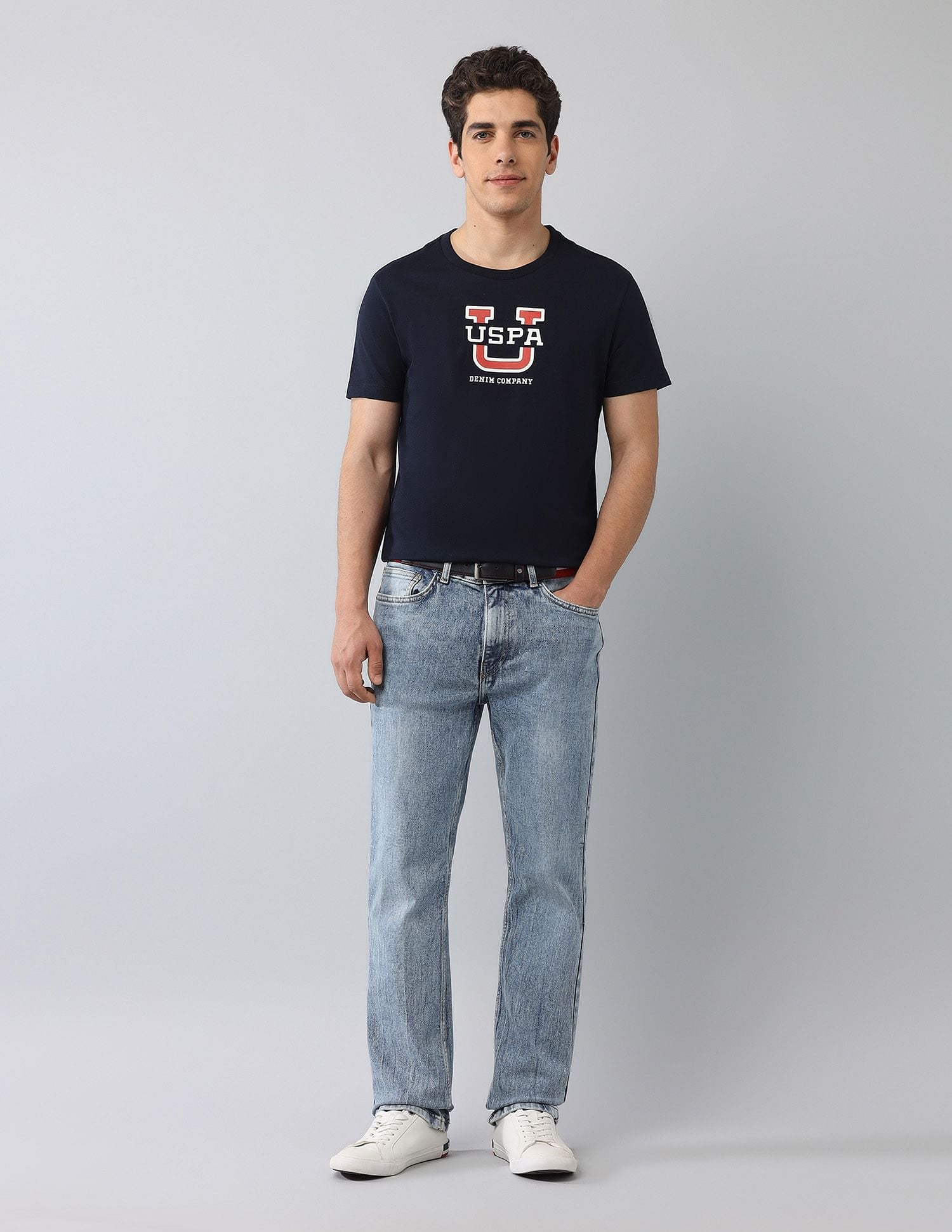 Muscle Fit Brand Printed T-Shirt Navy - U.S. Polo Assn. India | Large