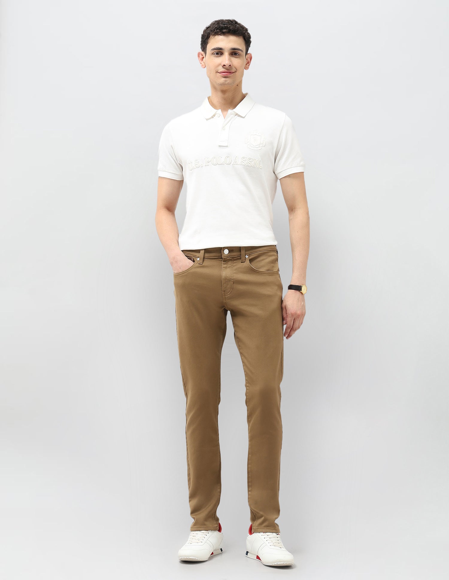 Brandon Slim Tapered Fit Color Denim Jeans Khaki - U.S. POLO ASSN. | Large