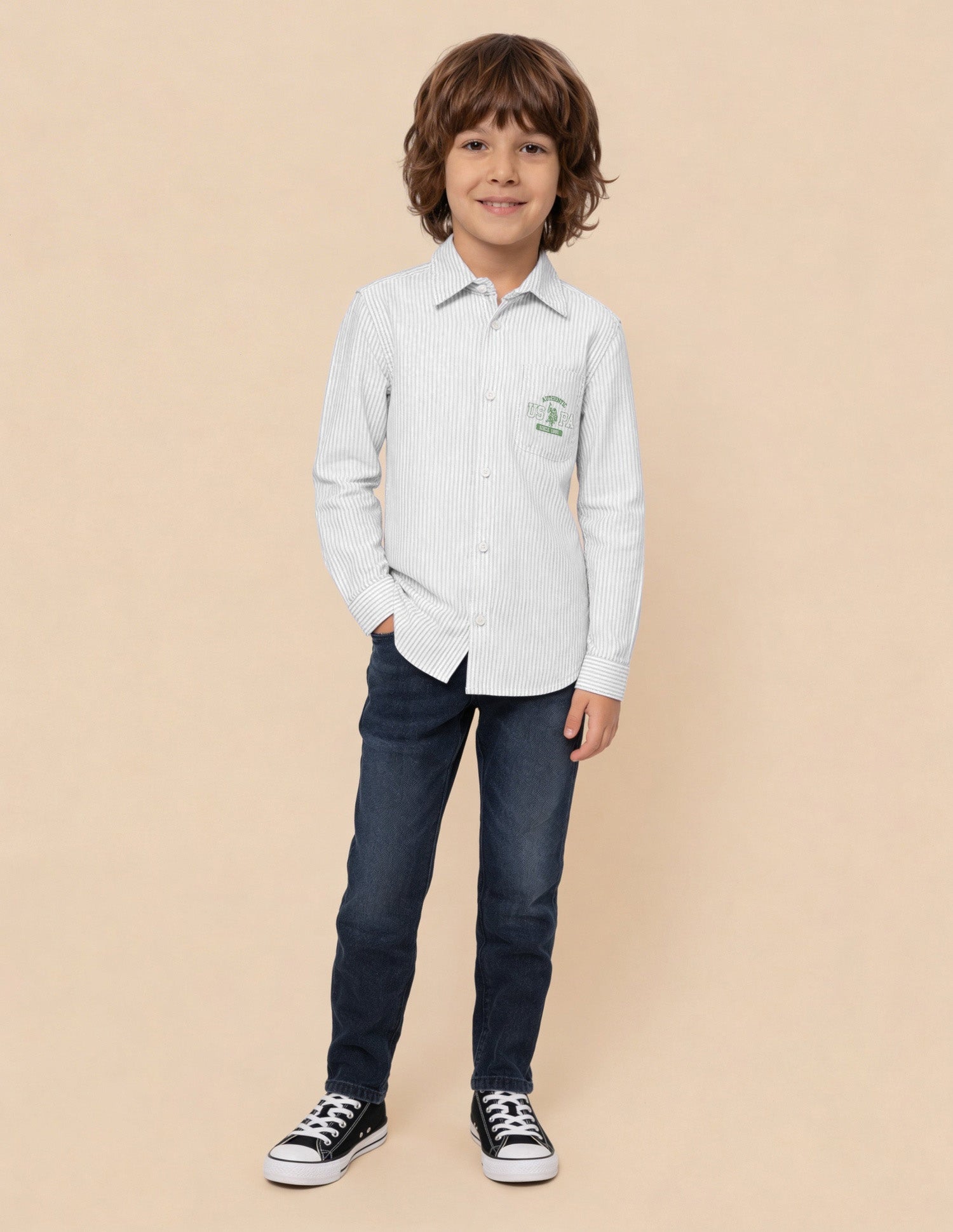 Vertical Striped Oxford Shirt Green - U.S. Polo Assn. India | Large