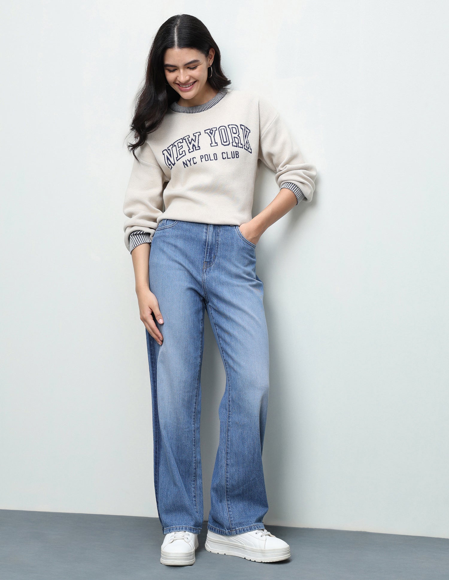 Wide Leg Fit Blue Jeans Blue - U.S. Polo Assn. India | Large