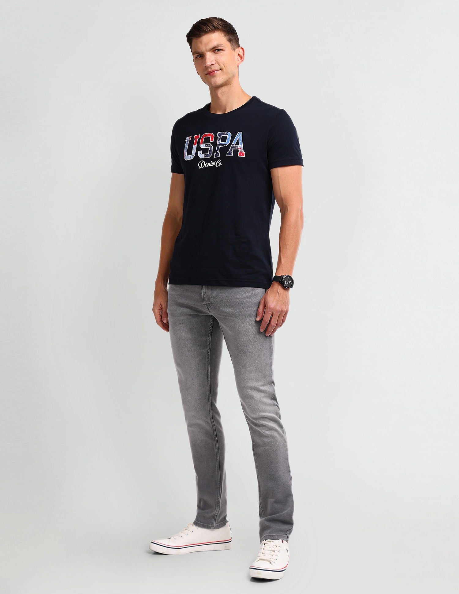 Brandon Slim Tapered Grey Jeans Grey - U.S. Polo Assn. India | Large