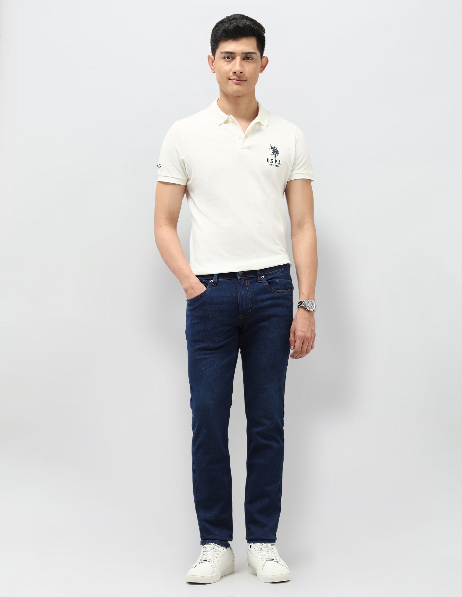 Brandon Slim Tapered Fit Blue Jeans Blue - U.S. Polo Assn. India | Large