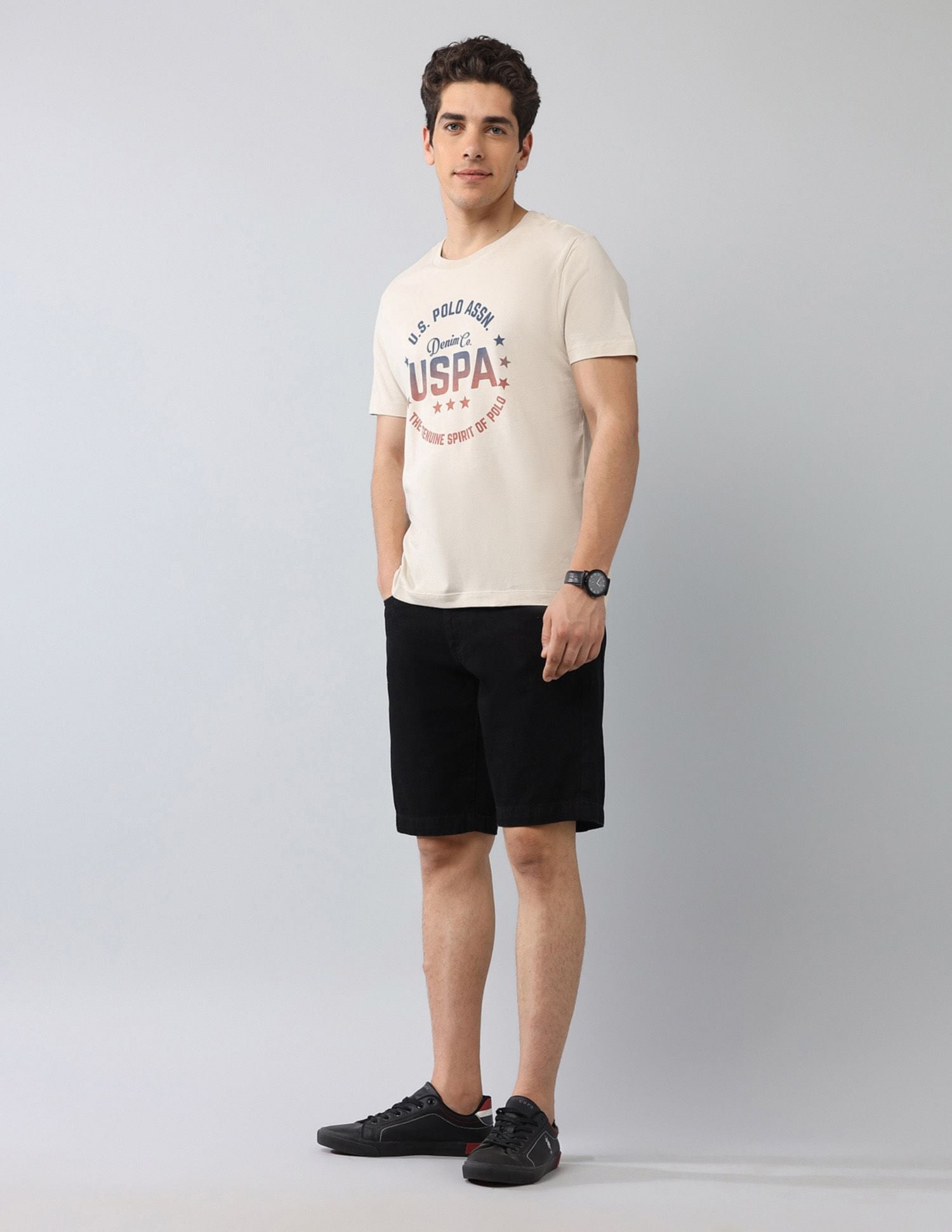 Muscle Fit Brand Printed T-Shirt Beige - U.S. Polo Assn. India | Large