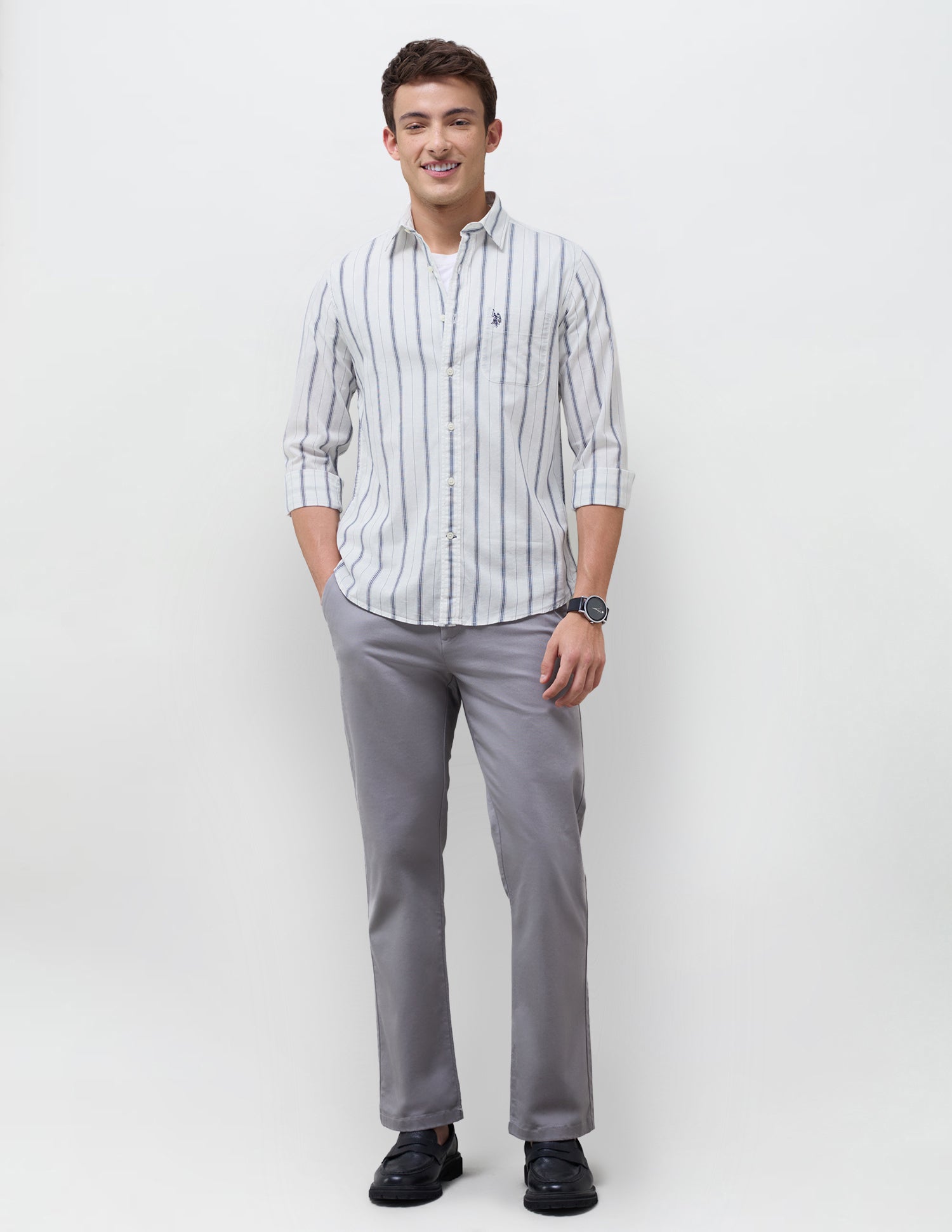 Vertical Striped Regular Fit Shirt Navy - U.S. Polo Assn. India | Large