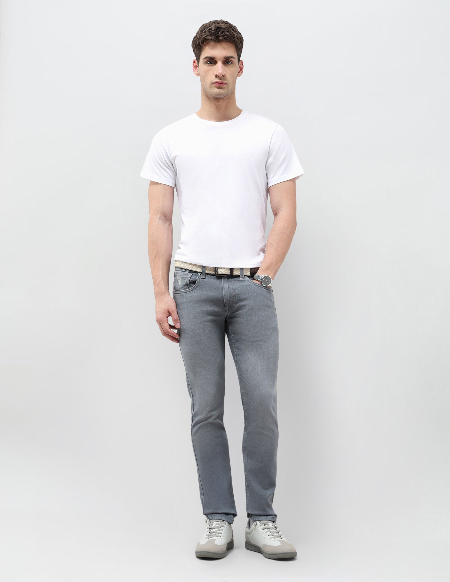 Brandon Slim Tapered Fit Stone Washed Jeans Grey - U.S. POLO ASSN. | Large