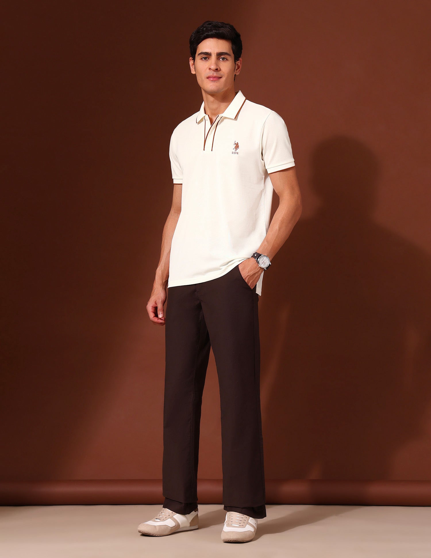 Slim Fit Work and Wander Polo Shirt Off White - U.S. POLO ASSN. | Large