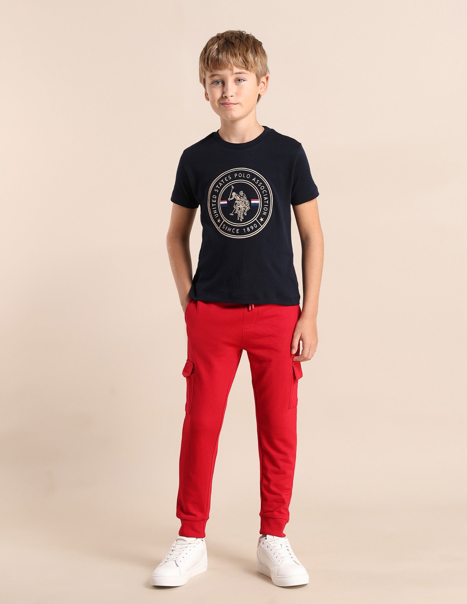 Boys Brand Printed Regular Fit T-Shirt Navy - U.S. POLO ASSN. | Large