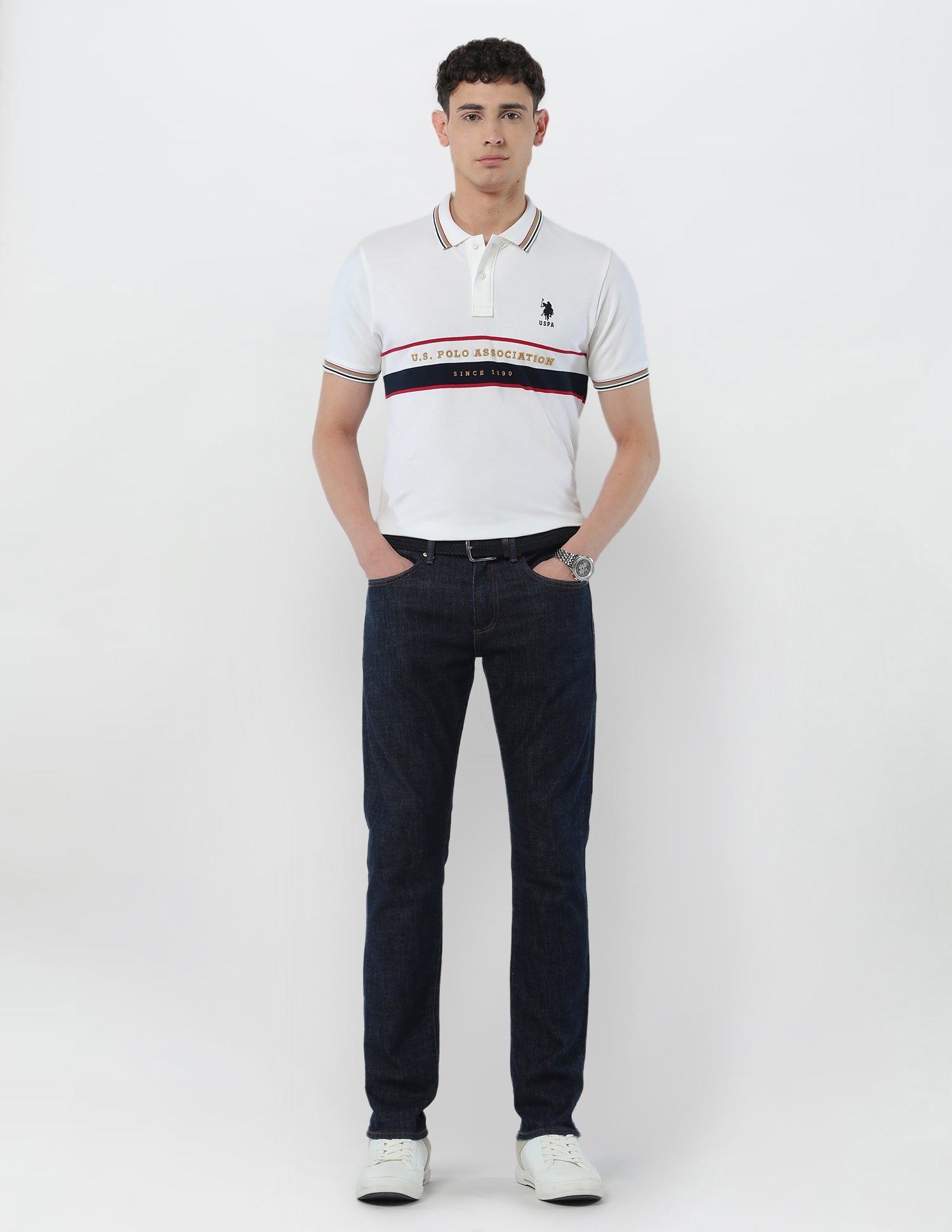 Brand Embroidered Slim Fit Polo Shirt White - U.S. POLO ASSN. | Large