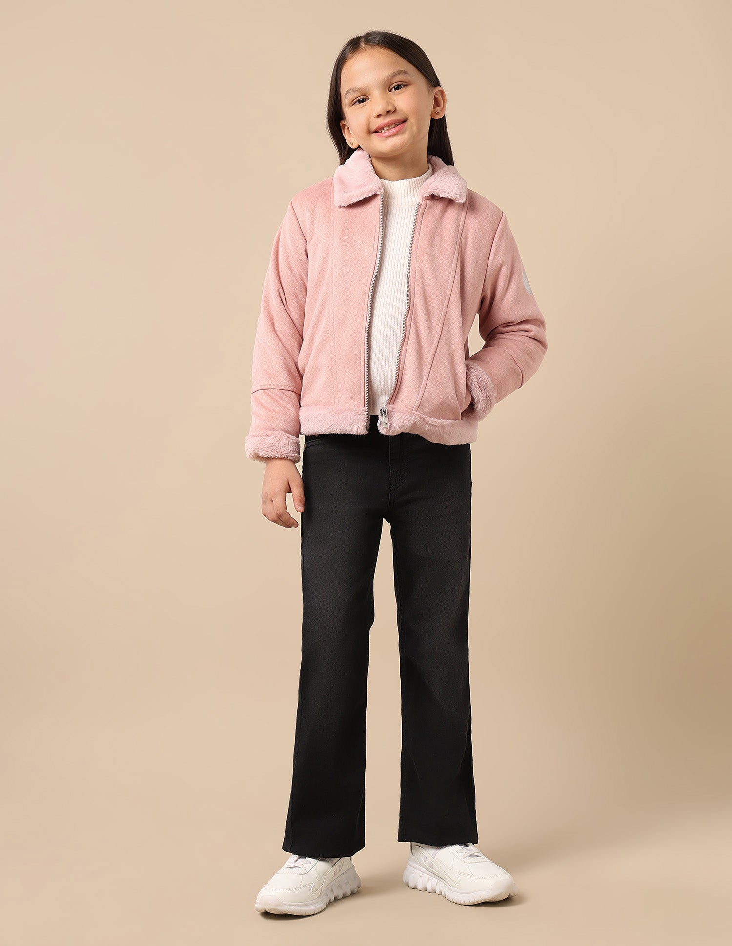 Girls Zip Up Suede Jacket Light Pink - U.S. POLO ASSN. | Large