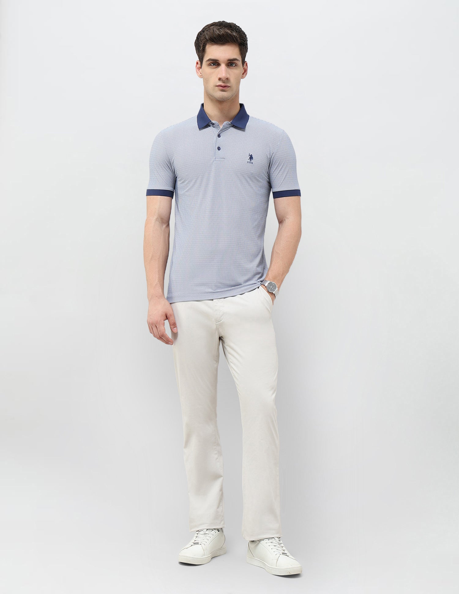 All-Over Printed Slim Fit Polo Shirt Navy - U.S. POLO ASSN. | Large