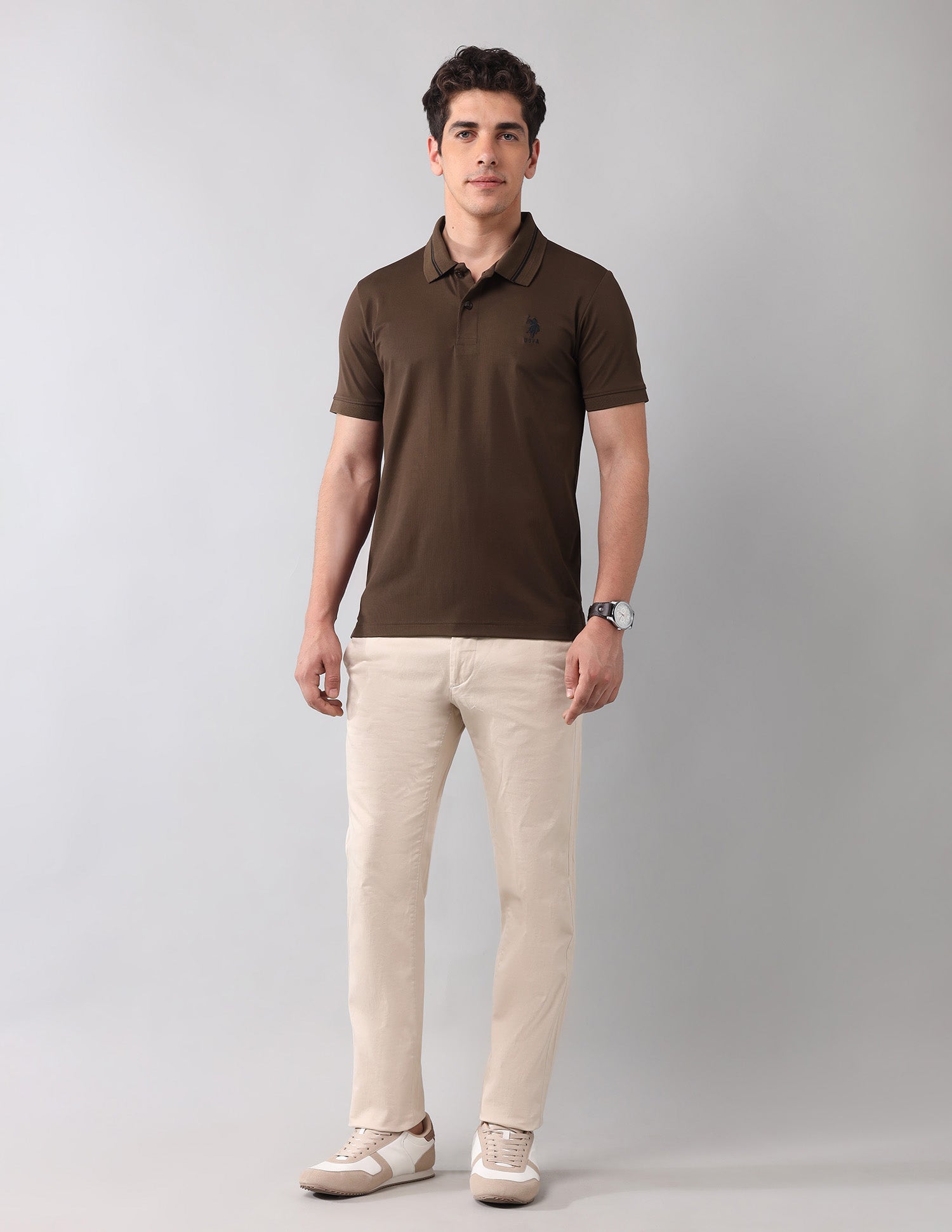 Solid Black Label Polo Shirt Dark Brown - U.S. Polo Assn. India | Large