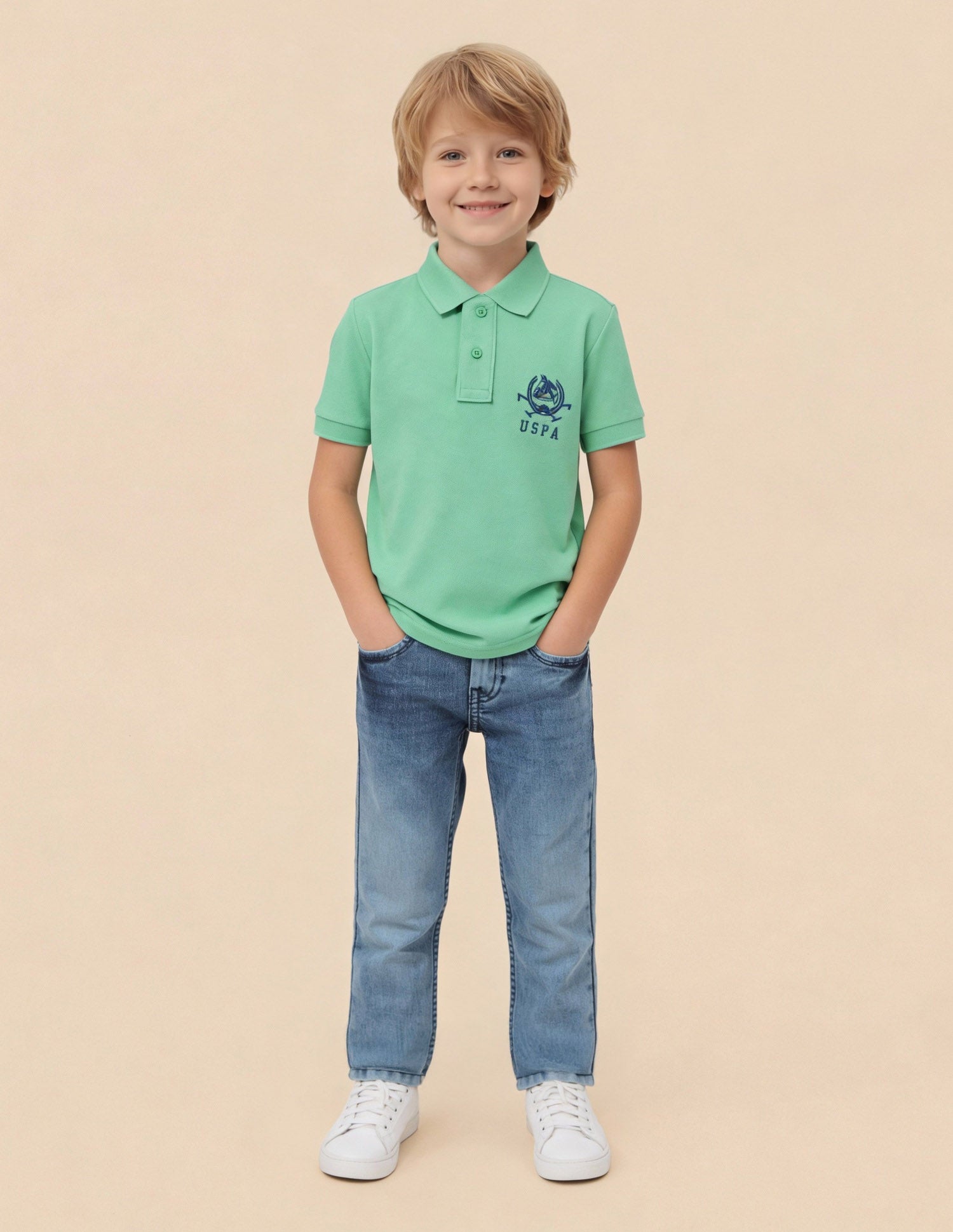 Boys Pure Cotton Polo Shirt Mint - U.S. Polo Assn. India | Large