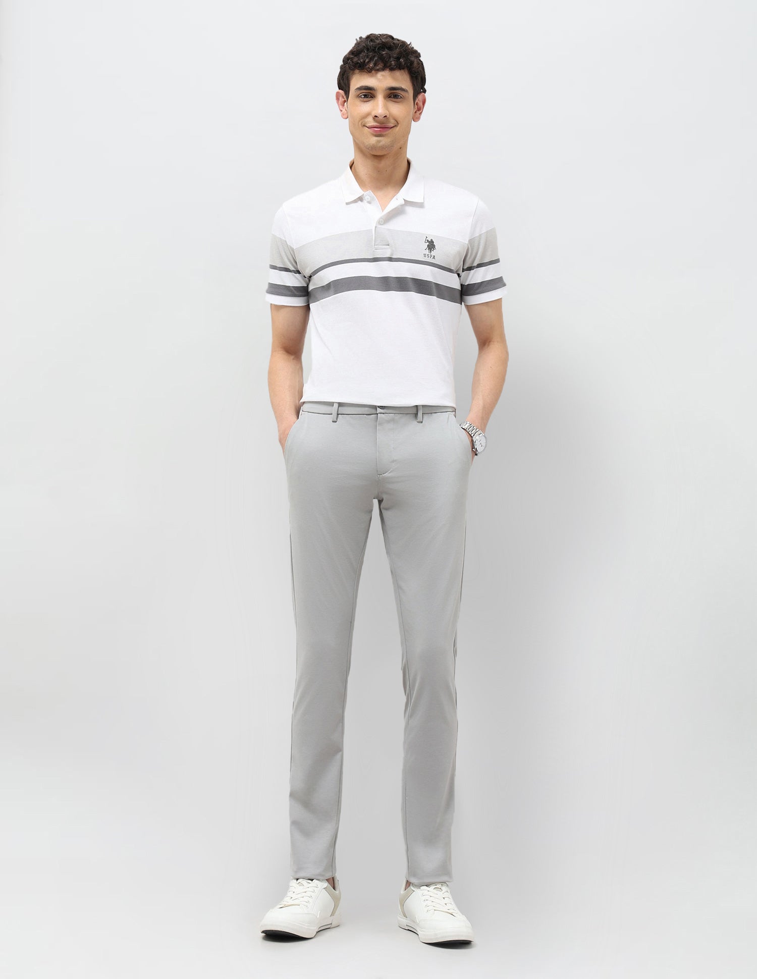 Mid Rise Slim Fit Trousers Grey - U.S. POLO ASSN. | Large