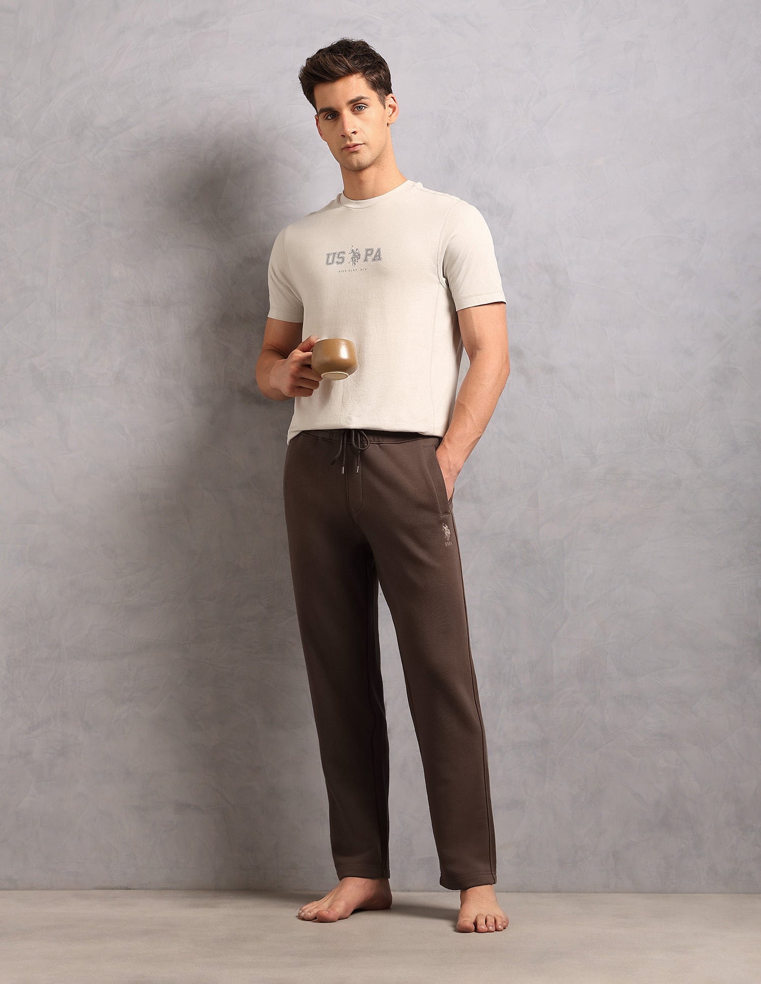 Mid Rise Fleece OR007 Lounge Pants - Pack Of 1 Brown Tint - U.S. POLO ASSN. | Large