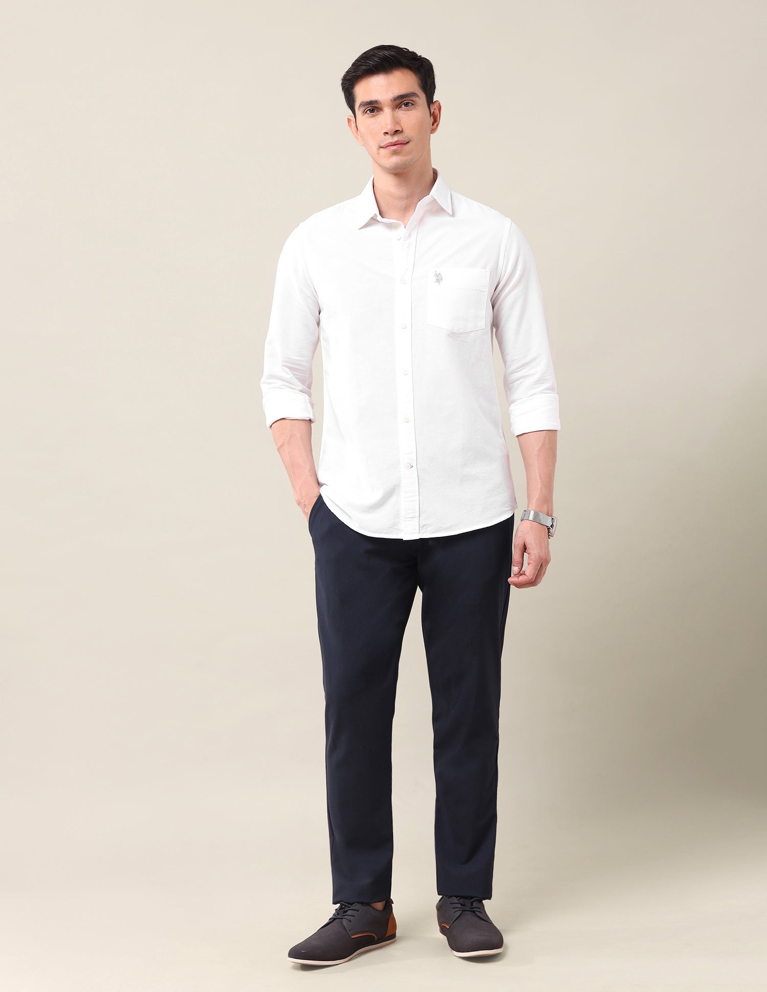 Tailored Fit Poplin Shirt White - U.S. Polo Assn. India | Large