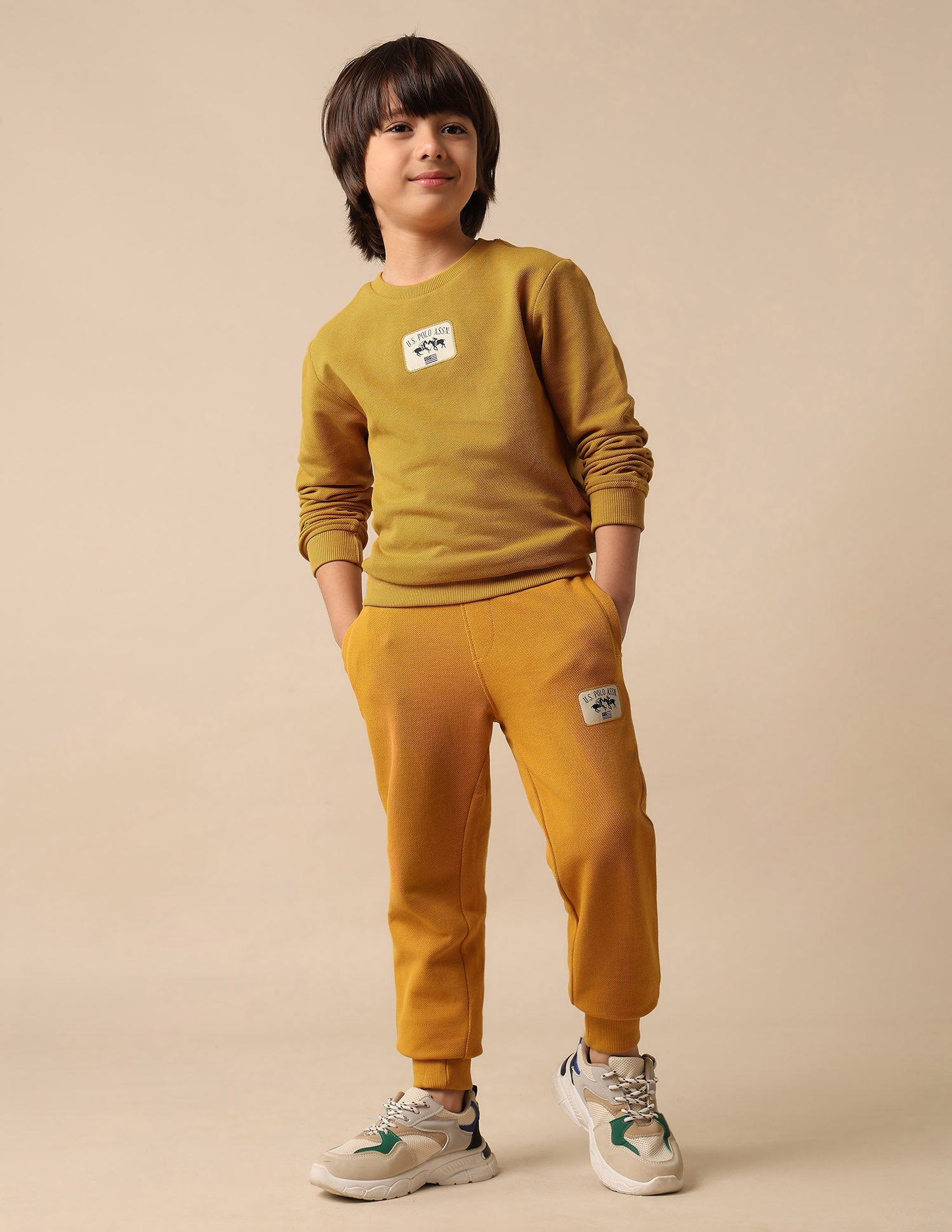 Boys Solid Regular Fit Sweatshirt Yellow - U.S. POLO ASSN. | Large