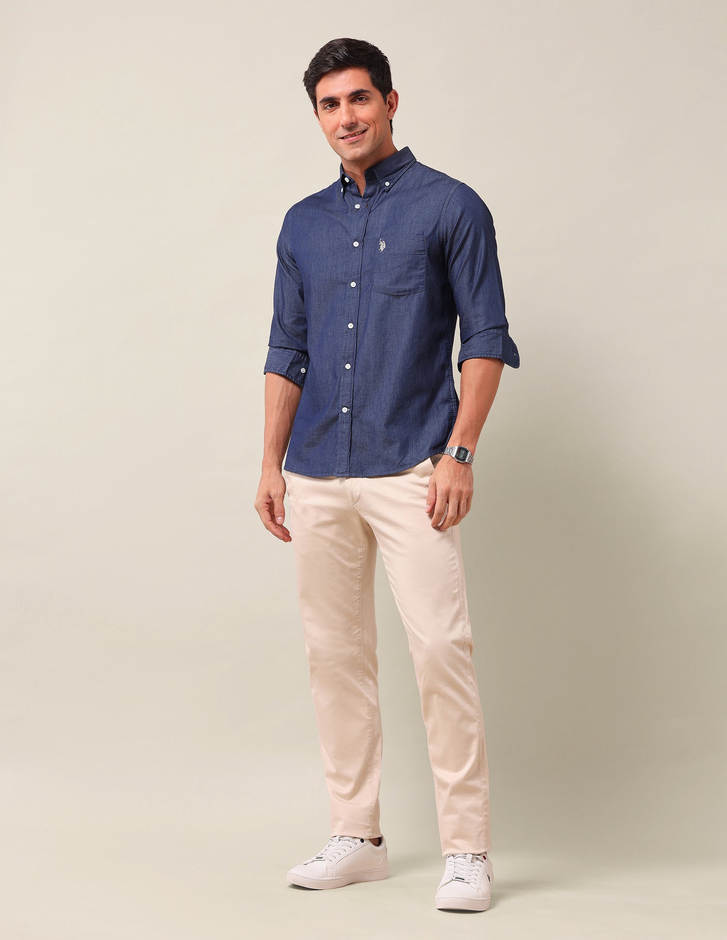 Solid Tailored Fit Shirt Indigo - U.S. Polo Assn. India | Large