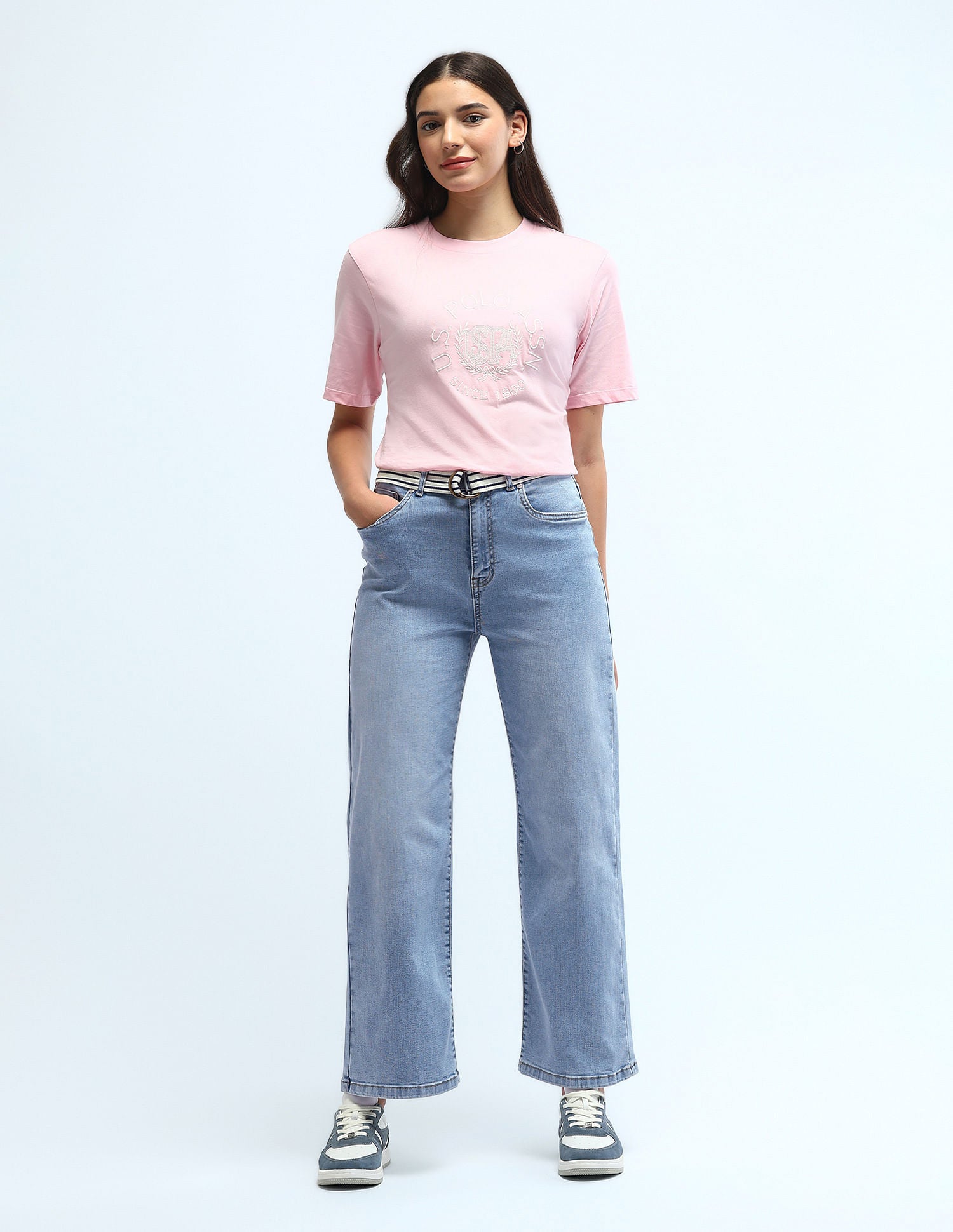 High Rise Wide Leg Jeans Blue - U.S. Polo Assn. India | Large